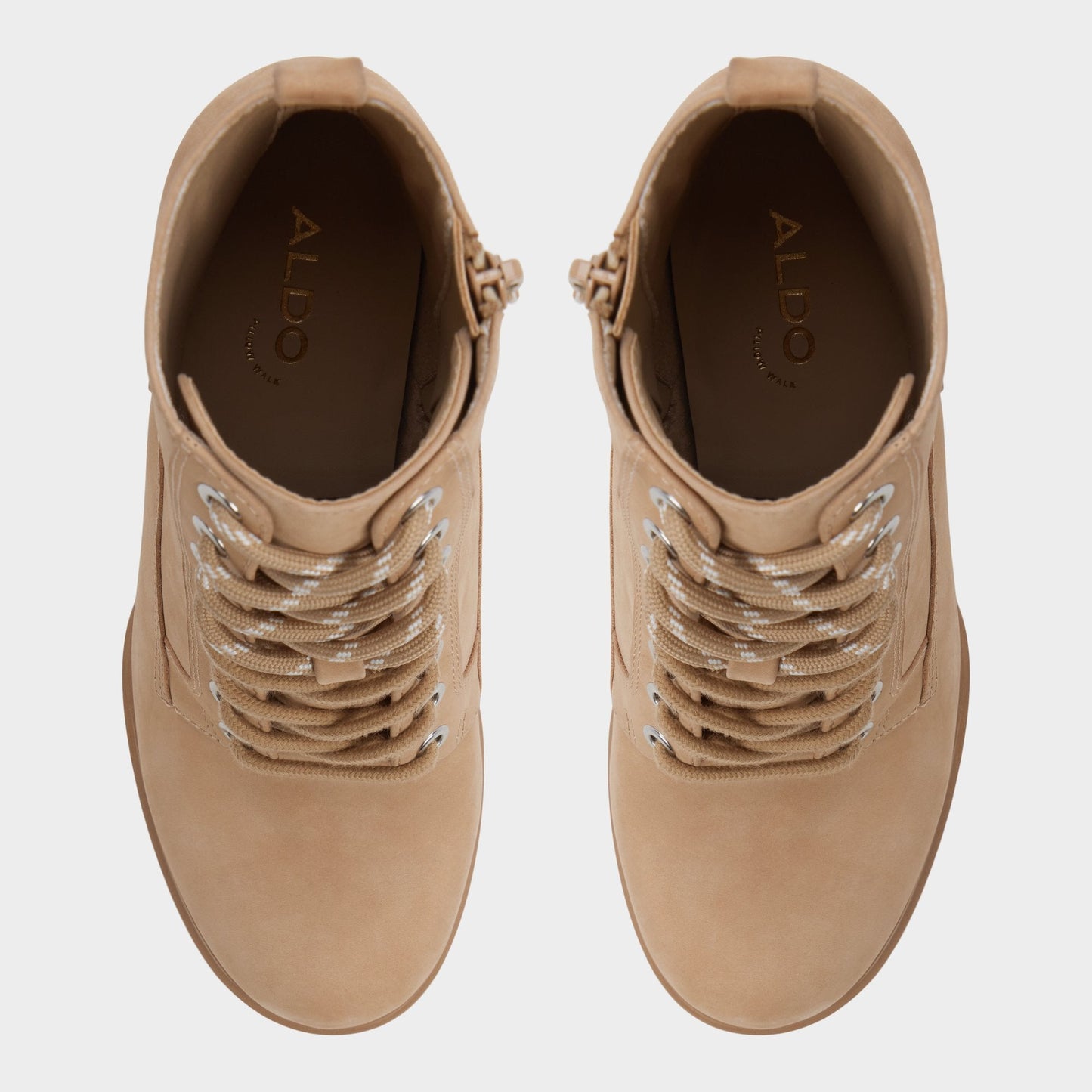 Aldo Rebelliously in Medium Beige - Combat ankle boot, Lug sole Women