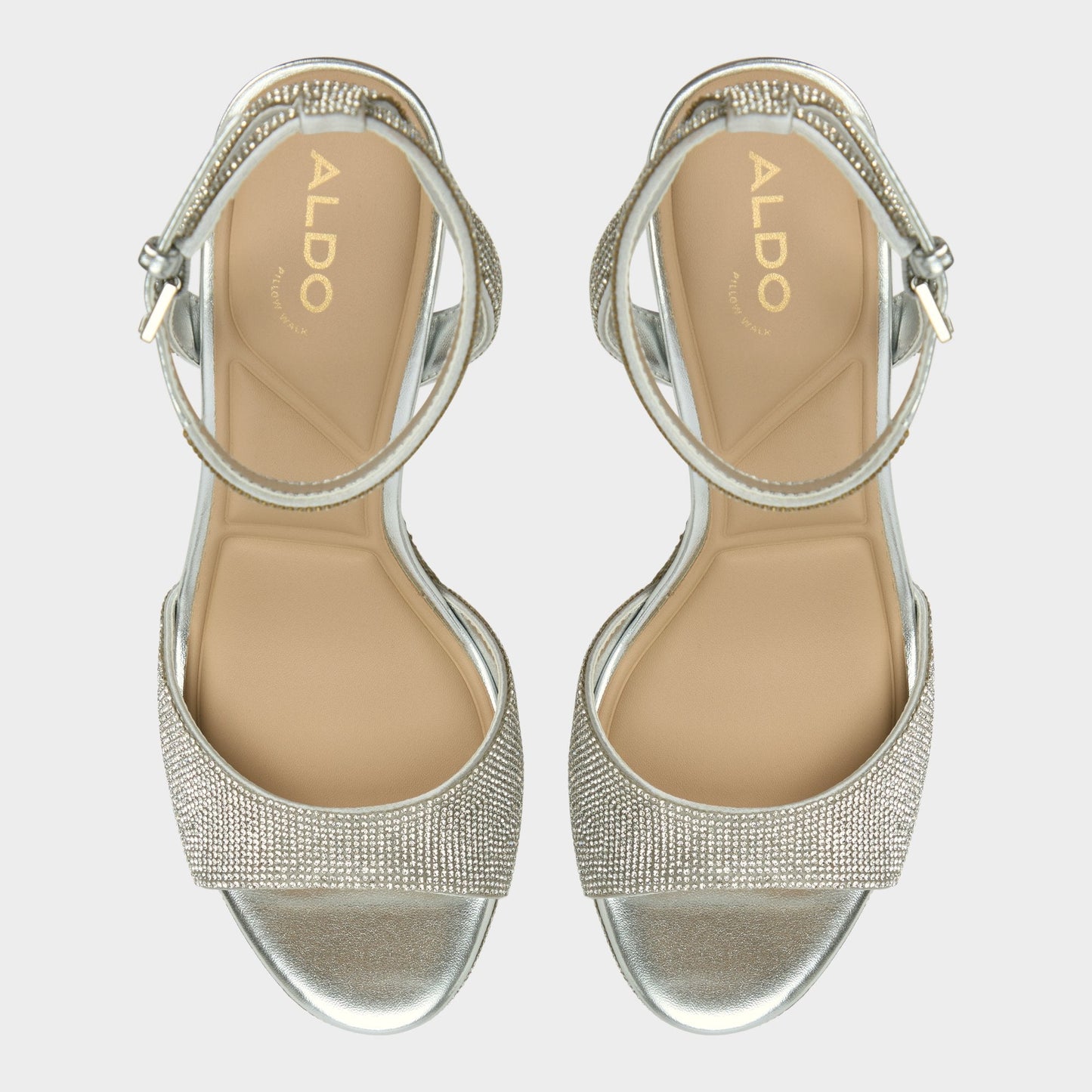 Aldo Alluring Silver Women's Iridescent metallics - Strappy heeled sandal, Platform Women