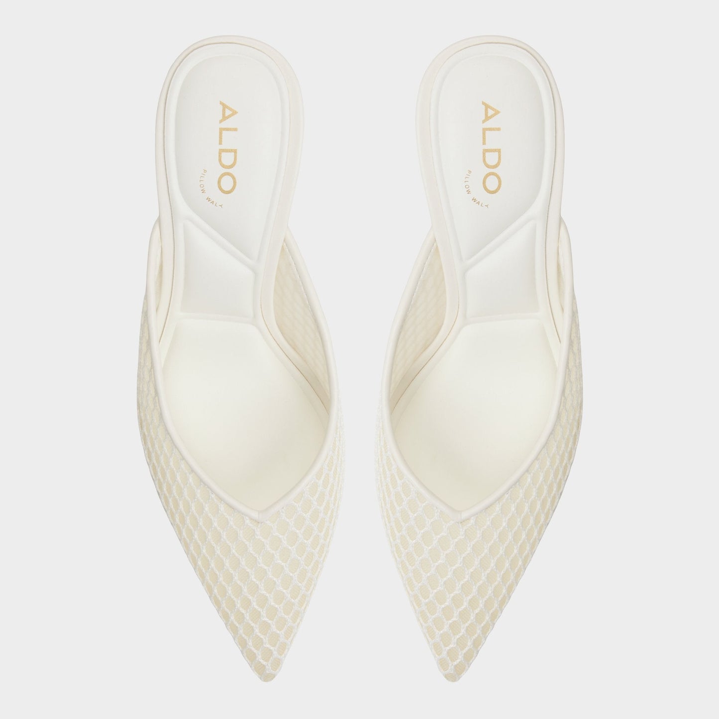 Aldo Gamilia Open White Textile Mesh Women's Kitten heels - Heeled mule, Kitten heel Women