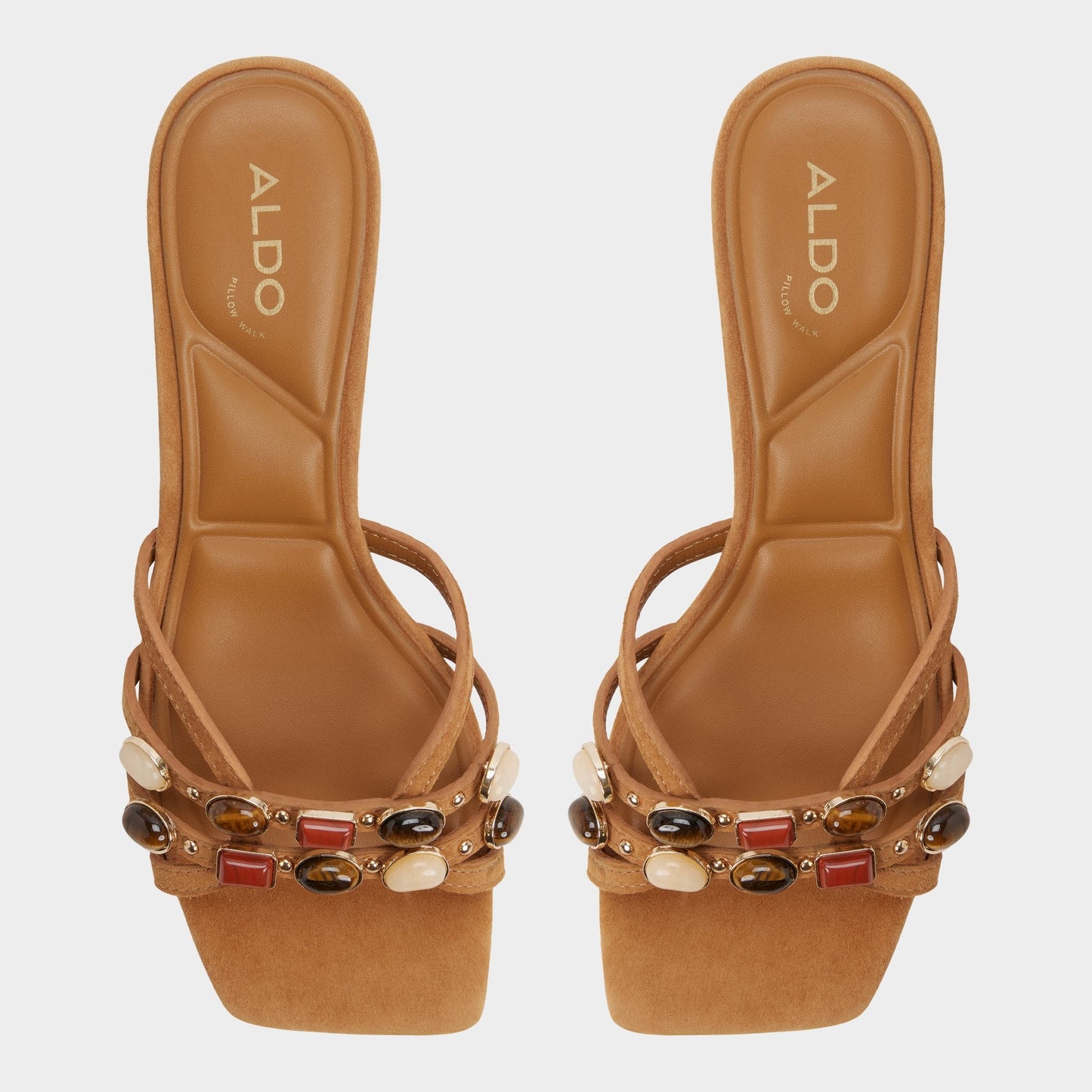 Aldo Jemstone in Medium Brown - Strappy heeled sandal, Block heel Women