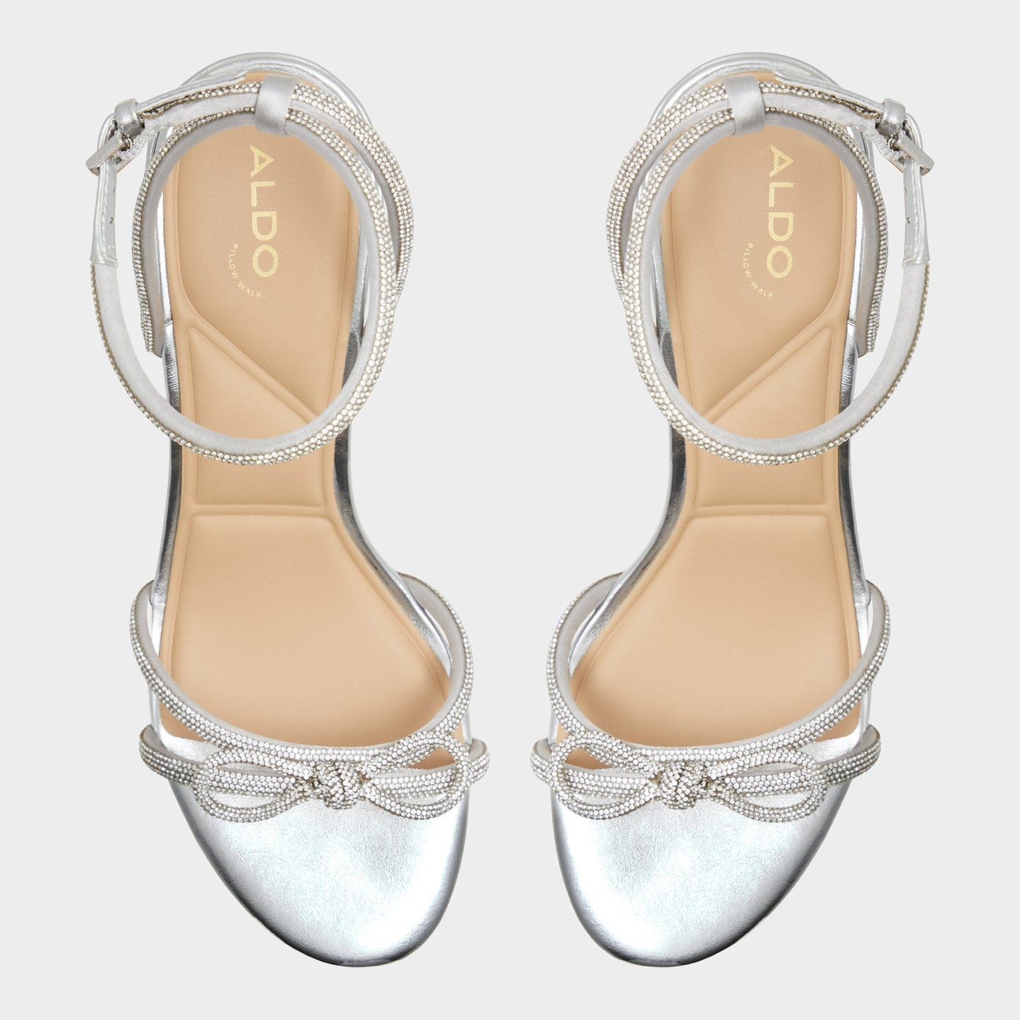 Aldo Bouclette Silver Women's Block heels - Strappy heeled sandal, Block heel Women