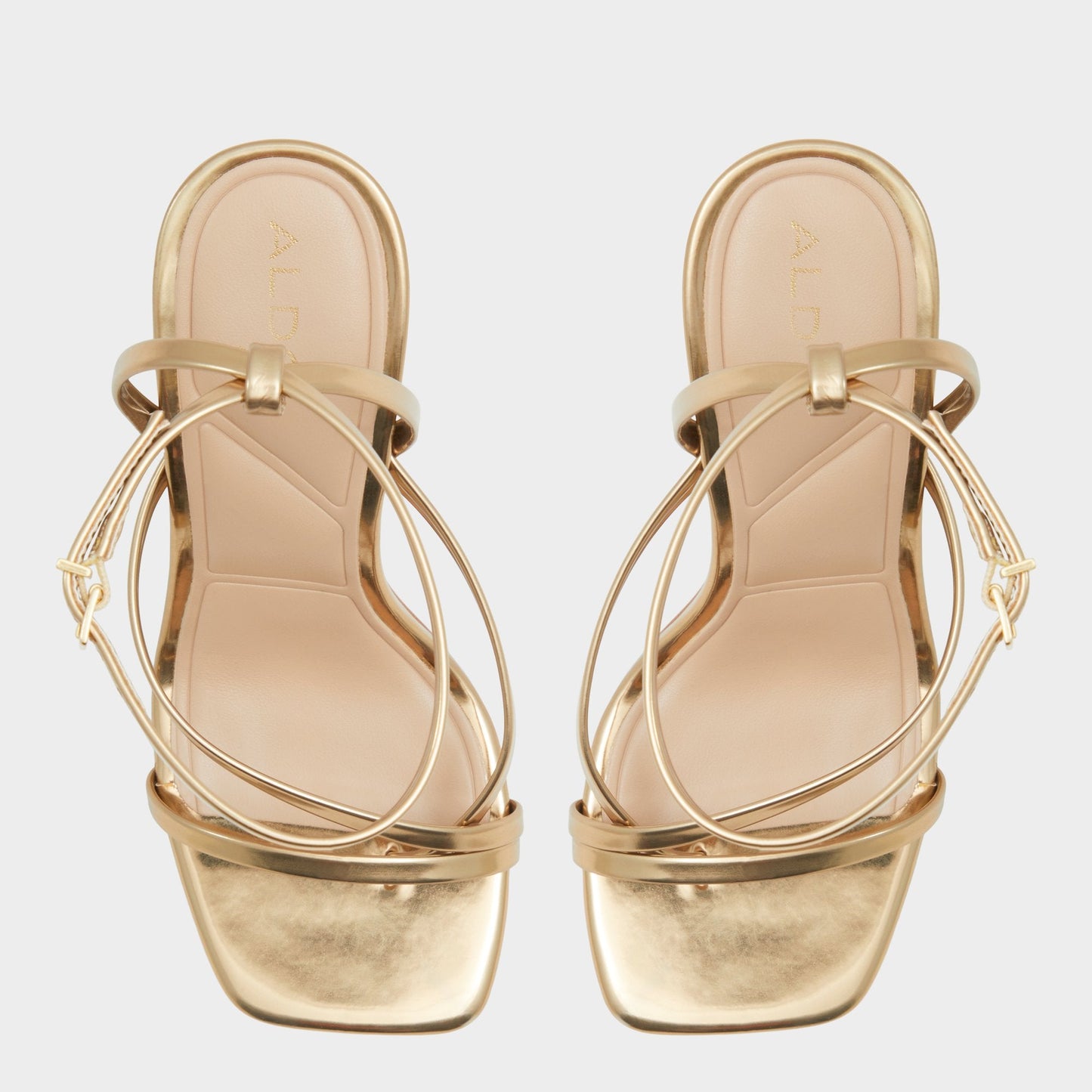 Aldo Laurader Gold Women's Block heels - Strappy heeled sandal, Block heel Women