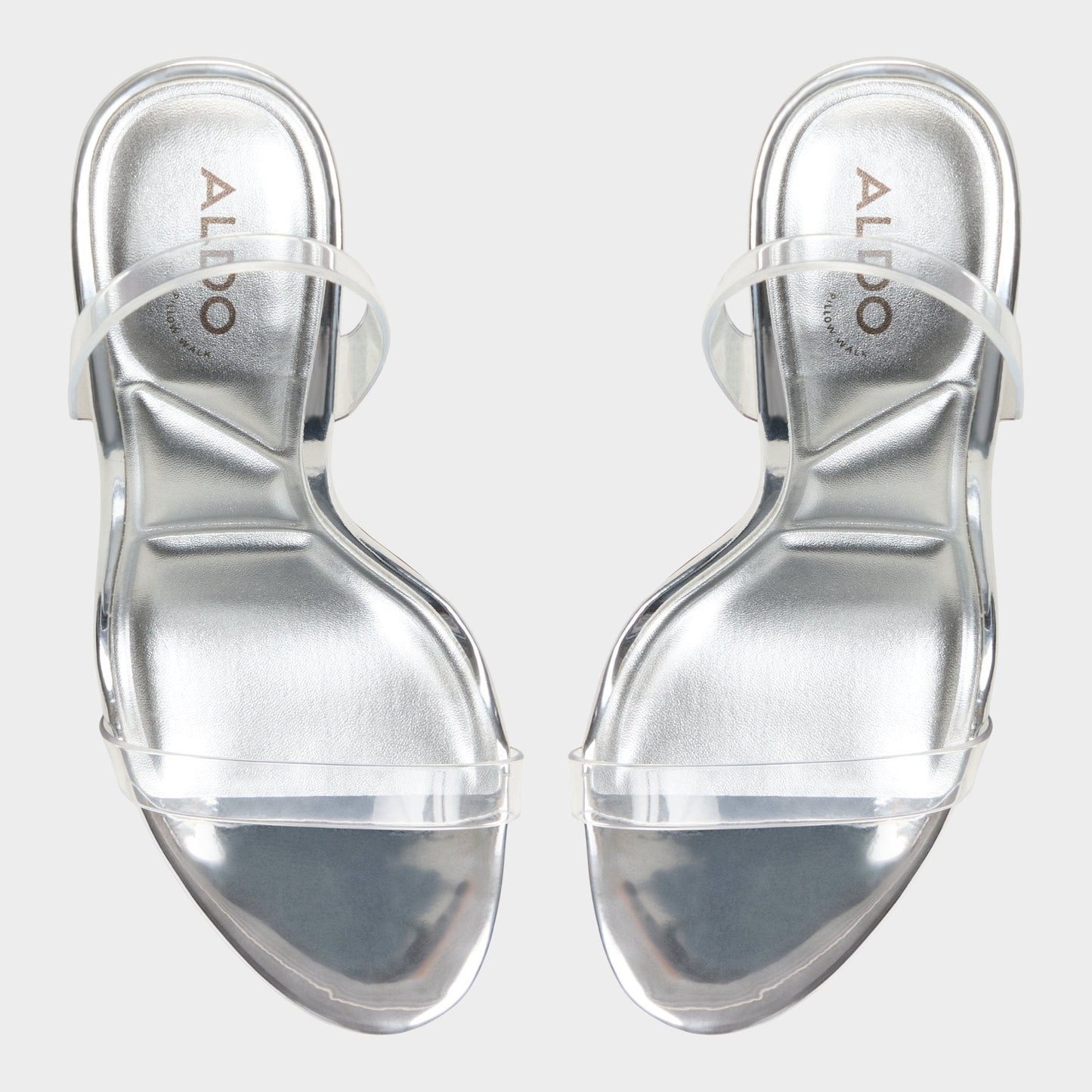 Aldo Quinilynn Silver Women's Iridescent metallics - Strappy heeled sandal, Stiletto heel Women