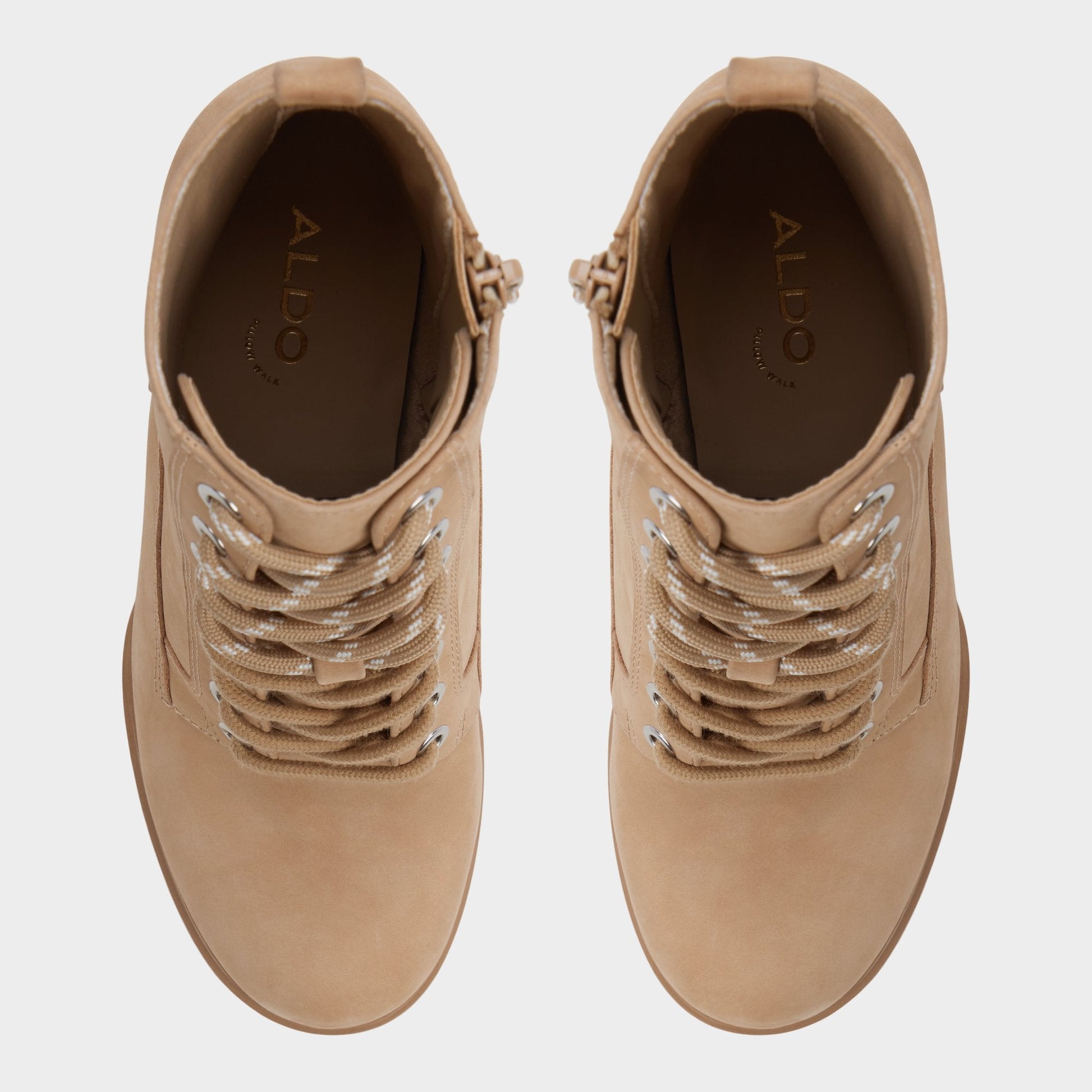 Aldo Rebelliously in Medium Beige - Combat ankle boot, Lug sole Women