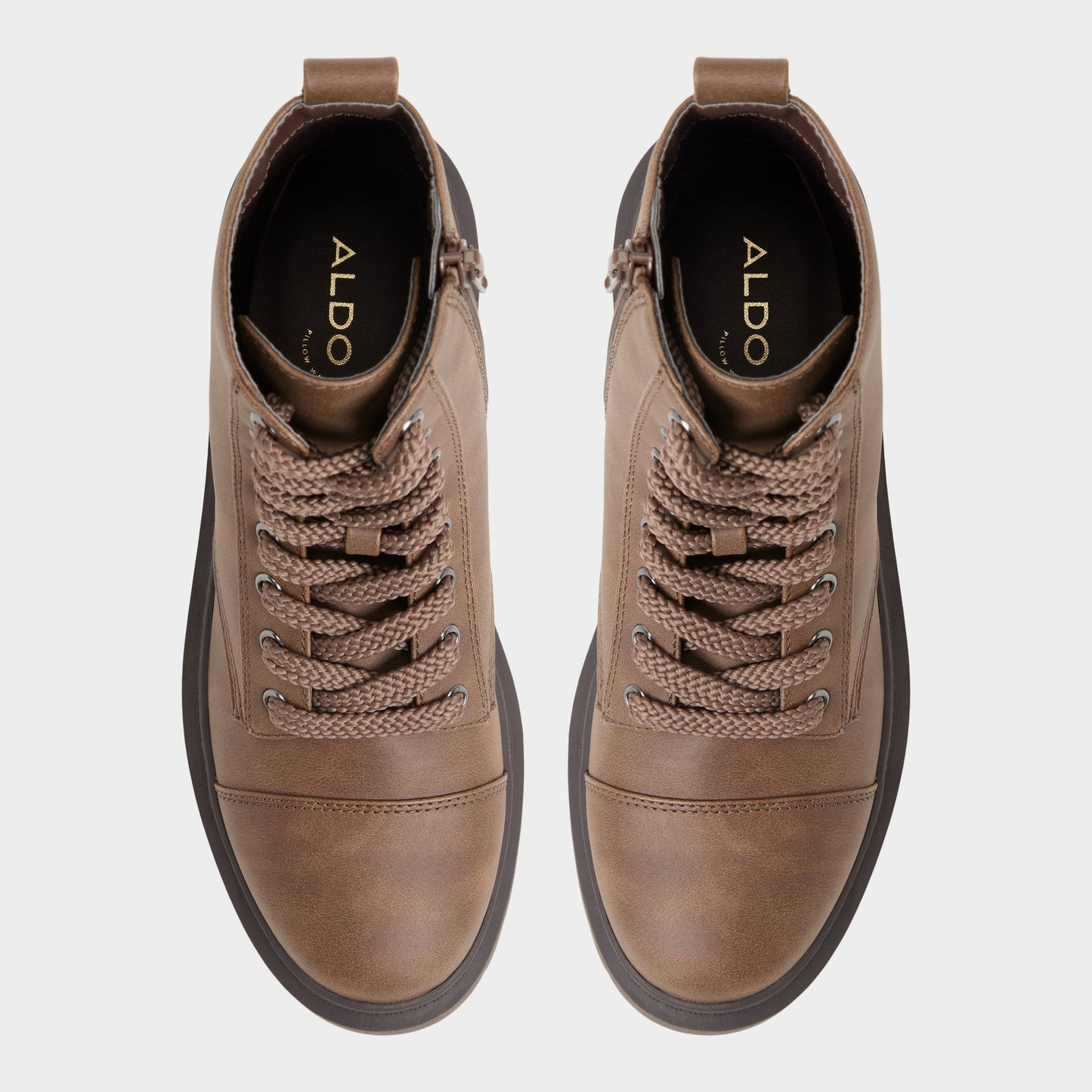 Aldo Goer in Medium Brown - Combat ankle boot, Lug sole Women