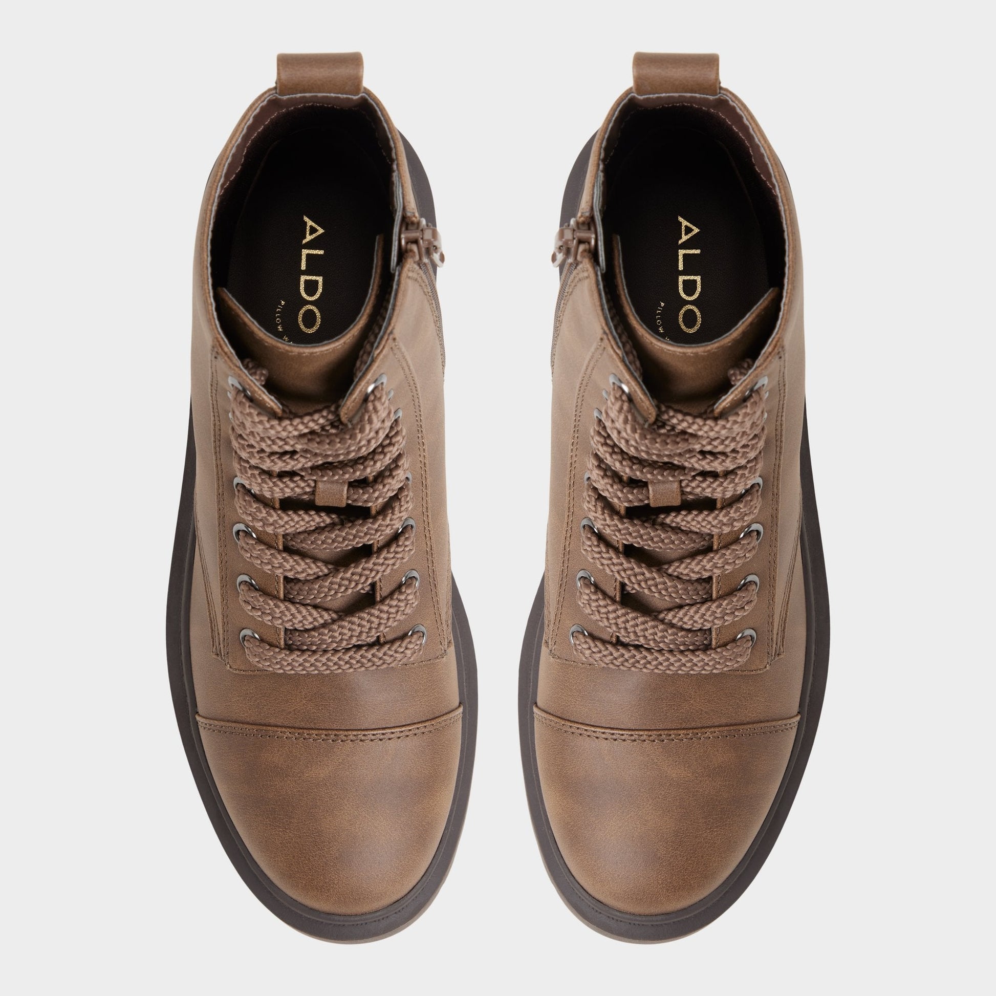 Aldo Goer in Medium Brown - Combat ankle boot, Lug sole Women
