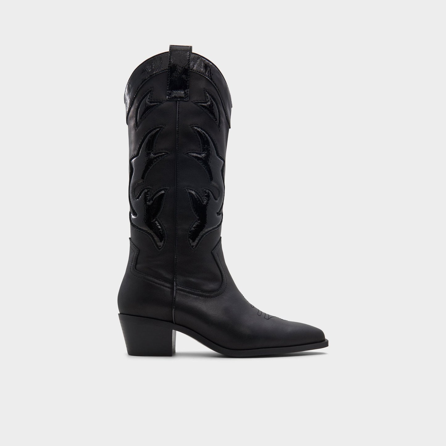 Aldo Nebraska Black Women's Western - Mid-calf western boot, Block heel Women