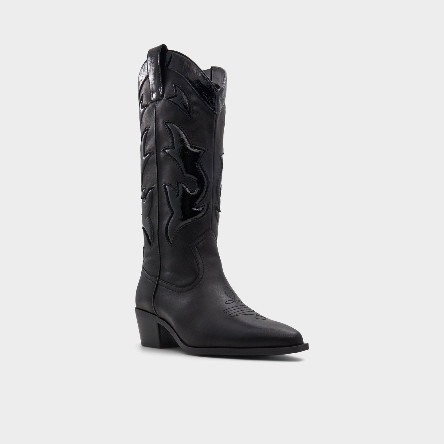Aldo Nebraska Black Women's Western - Mid-calf western boot, Block heel Women
