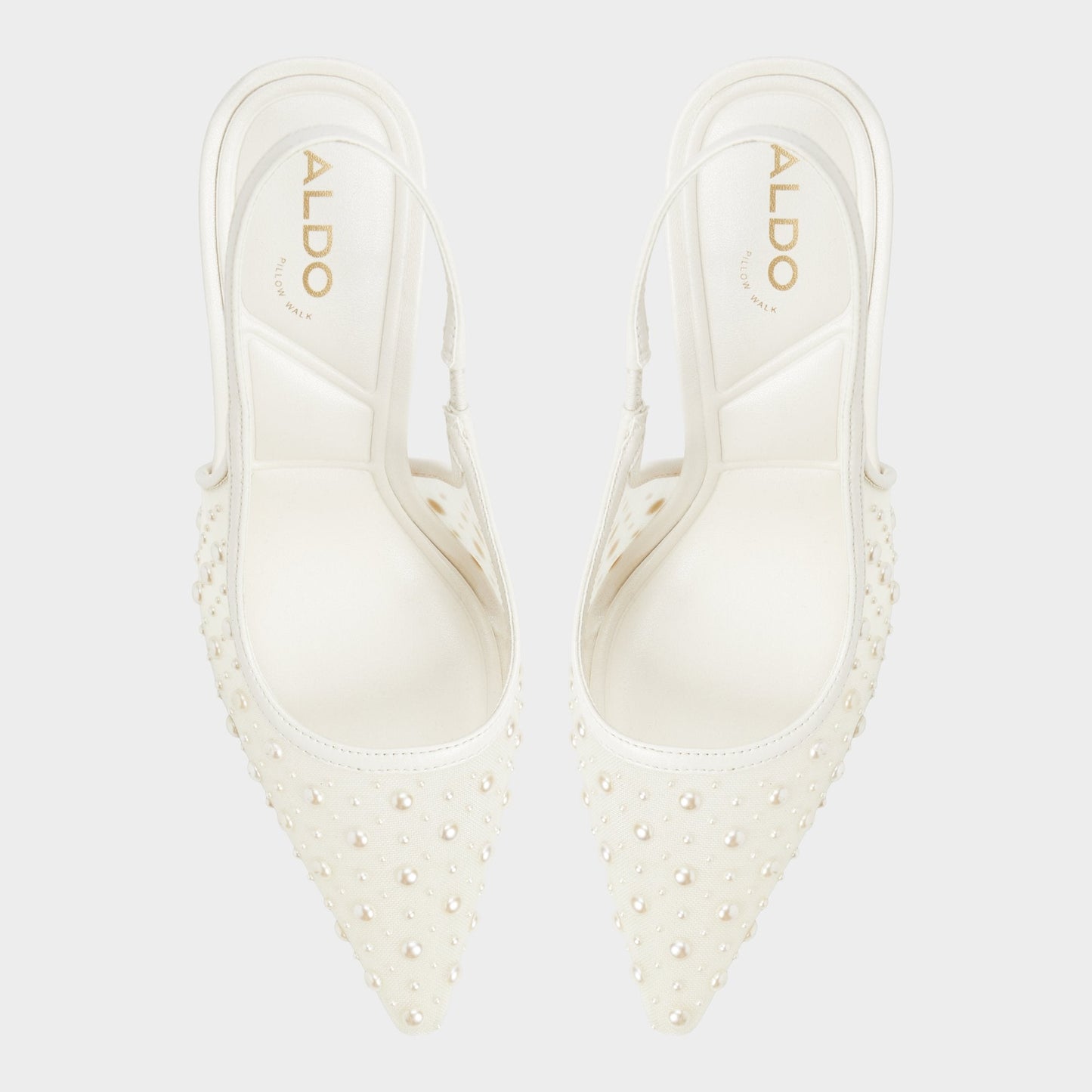 Aldo Pearlescent Other White Textile Mesh Women's Slingbacks - Slingback heel Women