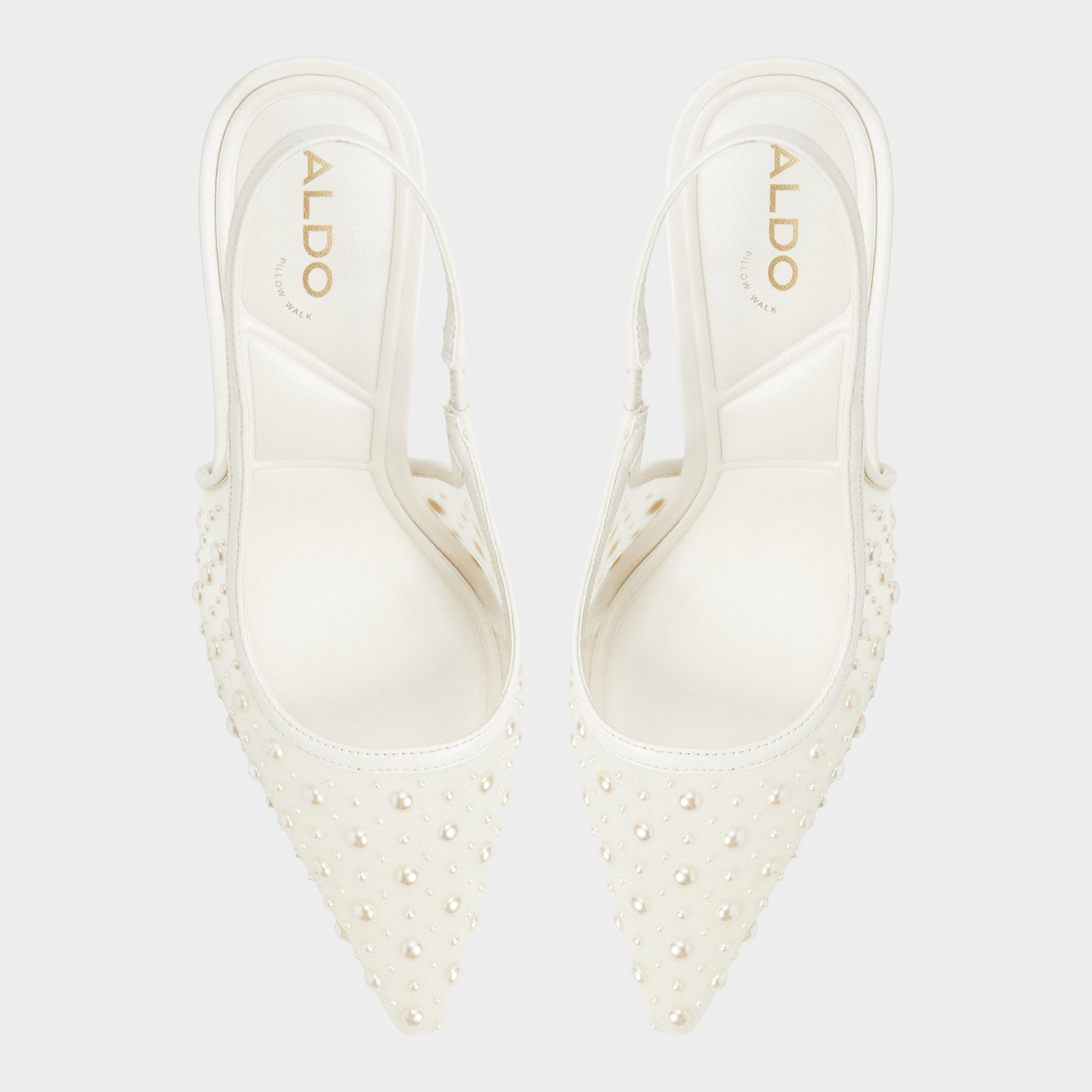 Aldo Pearlescent Other White Textile Mesh Women's Slingbacks - Slingback heel Women