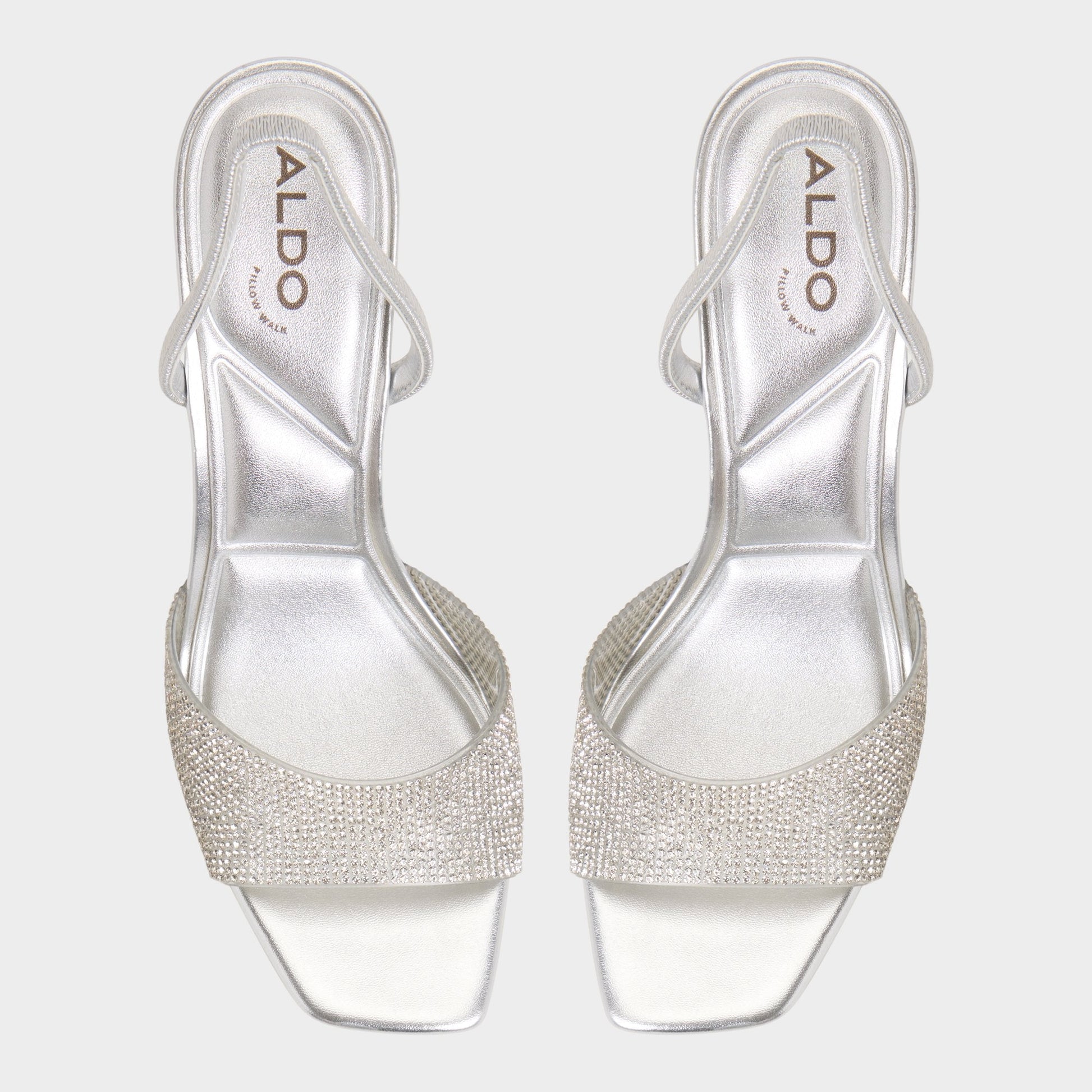 Aldo Andyana Silver Women's Strappy sandals - Slingback heeled sandal, Stiletto heel Women