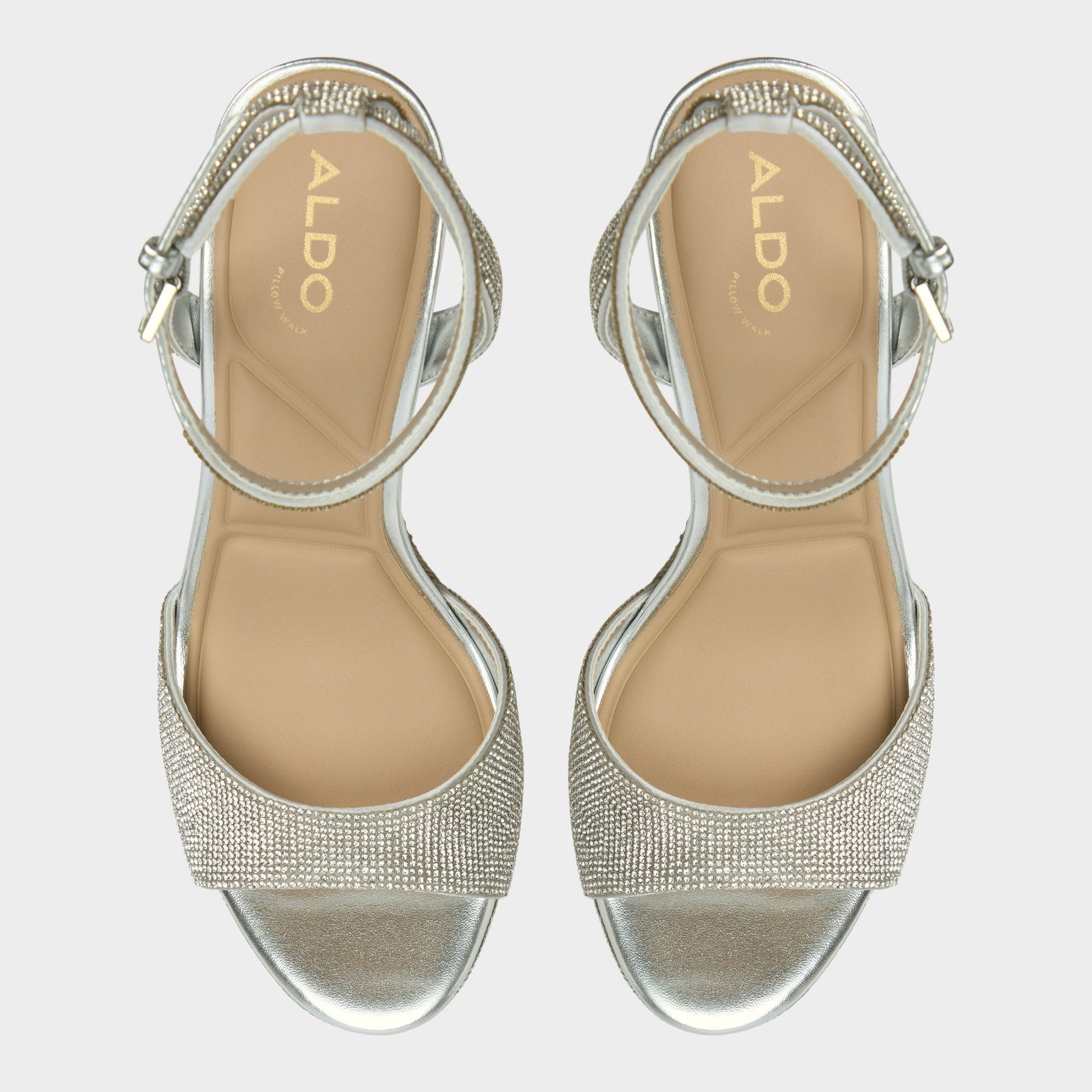 Aldo Alluring Silver Women's Iridescent metallics - Strappy heeled sandal, Platform Women