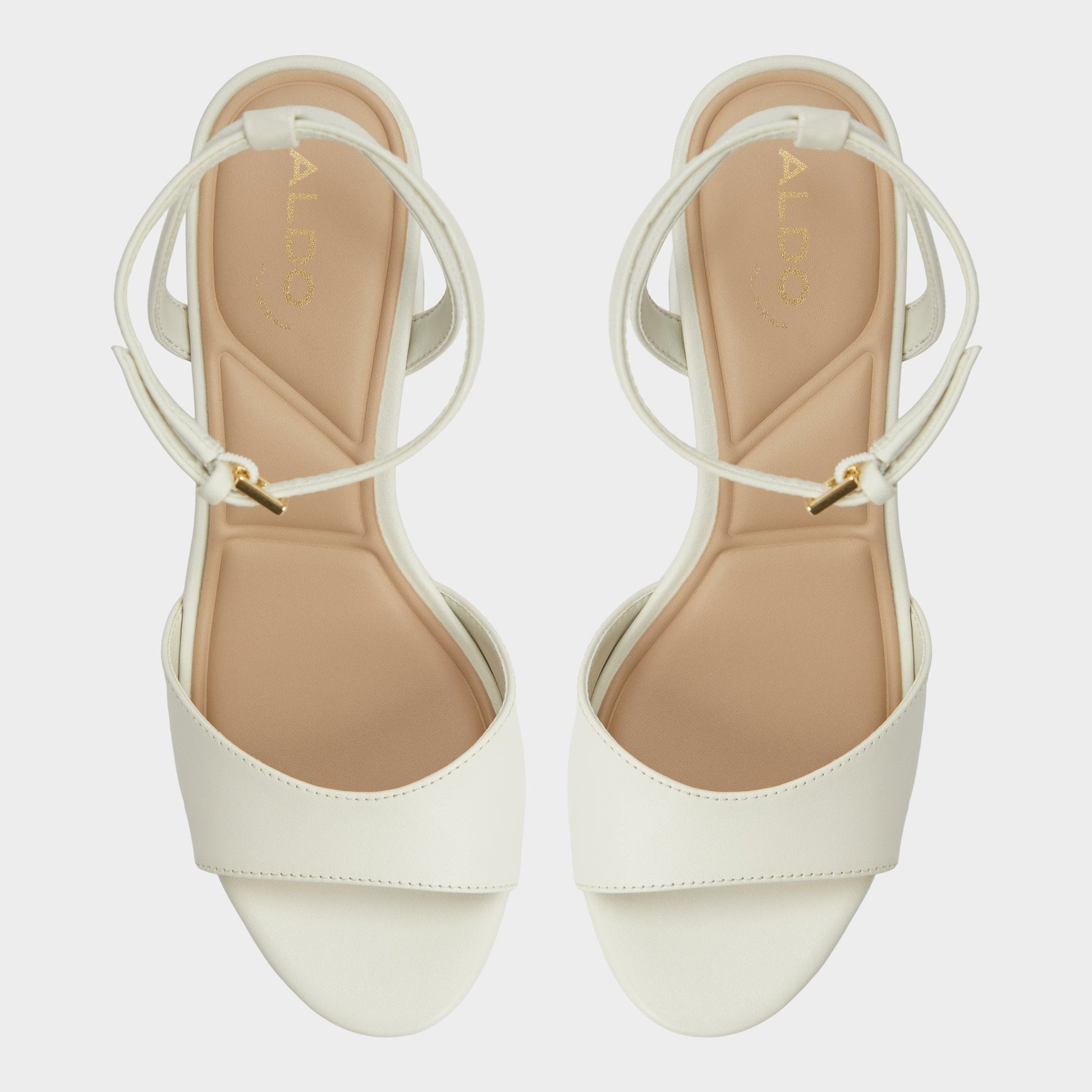 Aldo Gracious White/Bone Women's Block heels - Strappy heeled sandal, Block heel Women