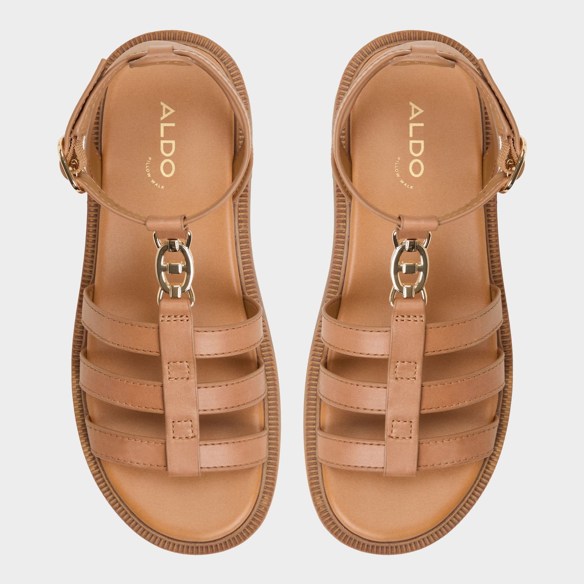 Aldo Lamington Medium Brown Women's Strappy sandals - Gladiator sandal, Lug sole Women