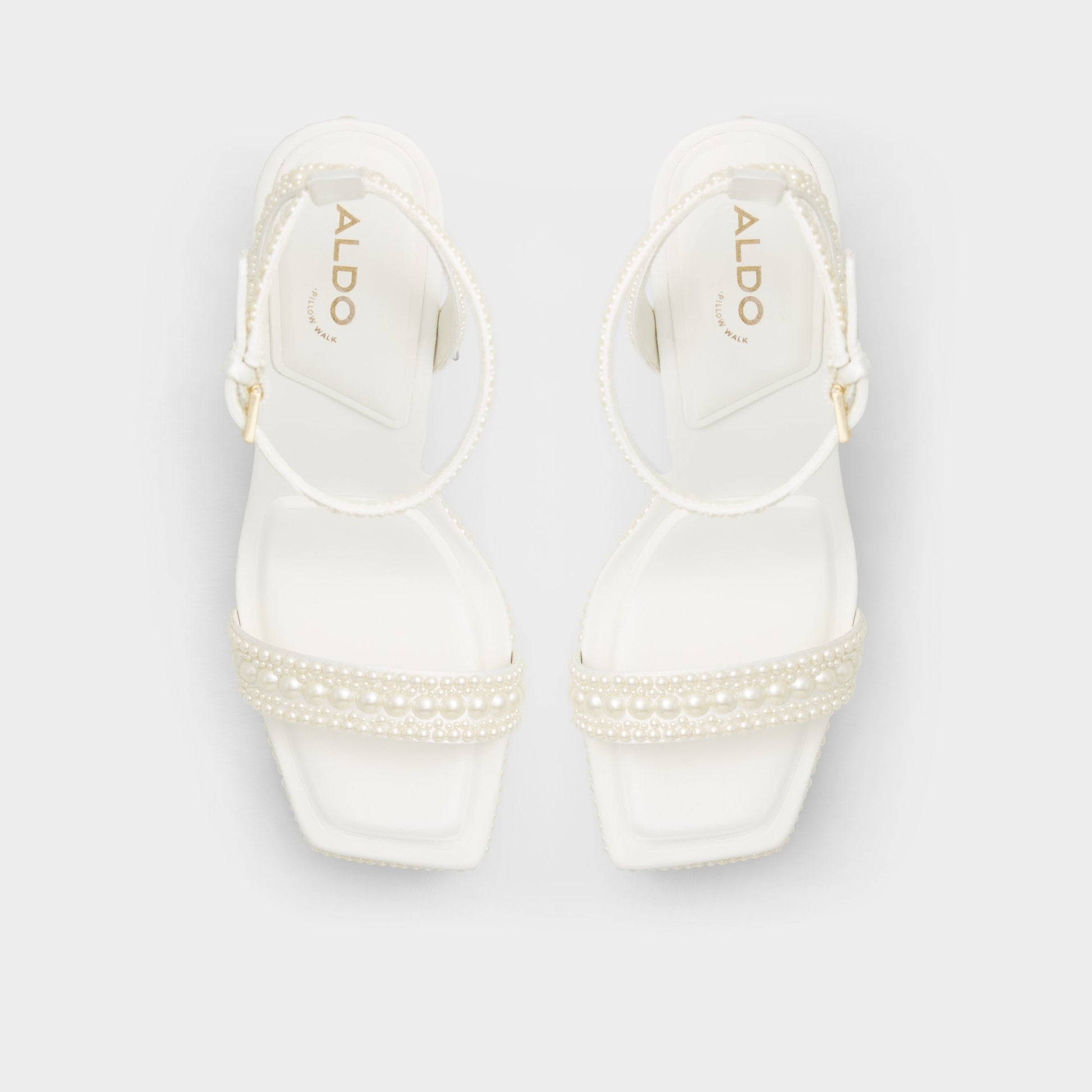 Aldo Lulu White Women's Strappy sandals - Strappy heeled sandal, Block heel Women