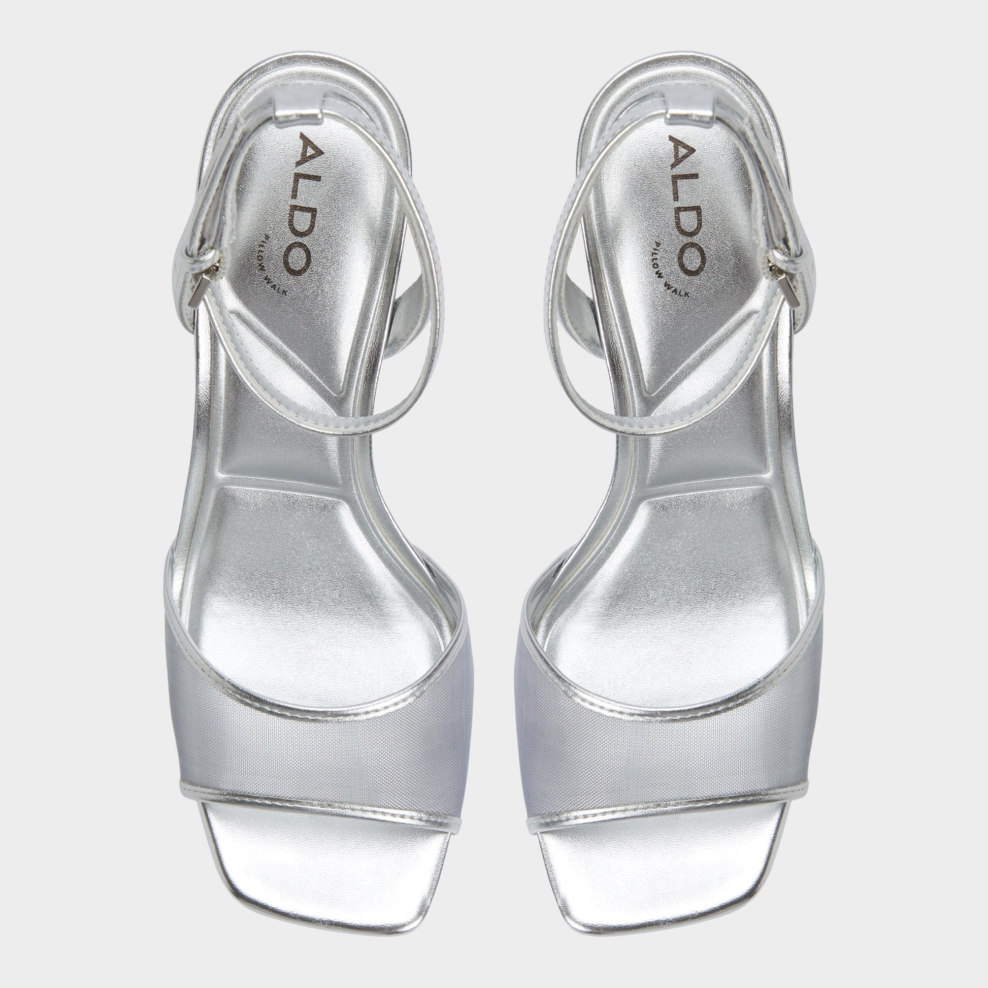 Aldo Chicglimmer Silver Women's Platform sandals - Strappy heeled sandal, Block heel Women