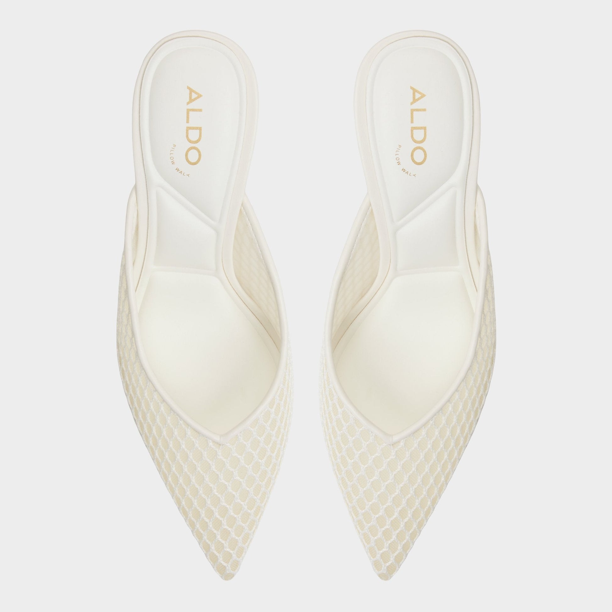 Aldo Gamilia Open White Textile Mesh Women's Kitten heels - Heeled mule, Kitten heel Women