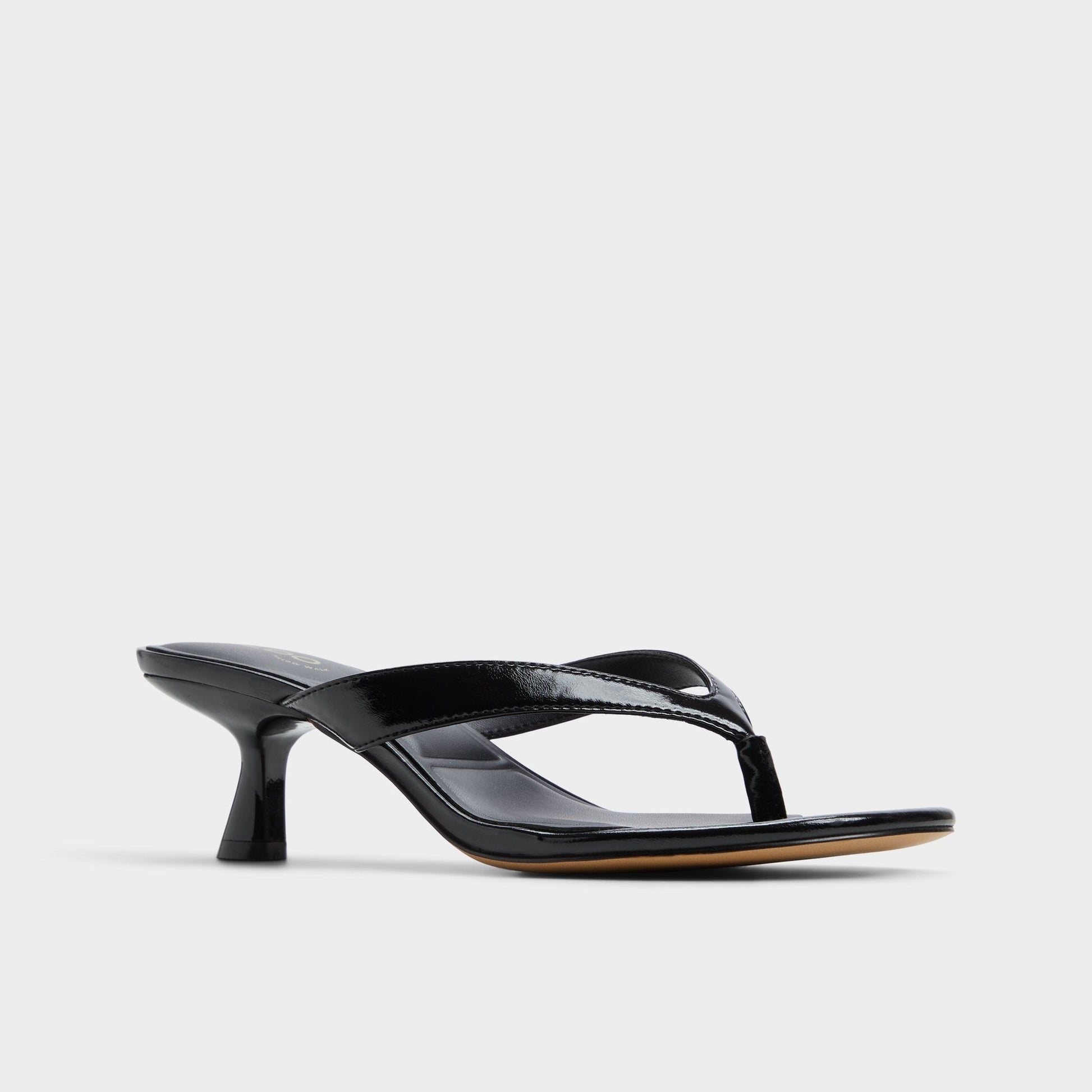 Aldo Jump Black Women's Strappy sandals - Heeled flip flop, Kitten heel Women
