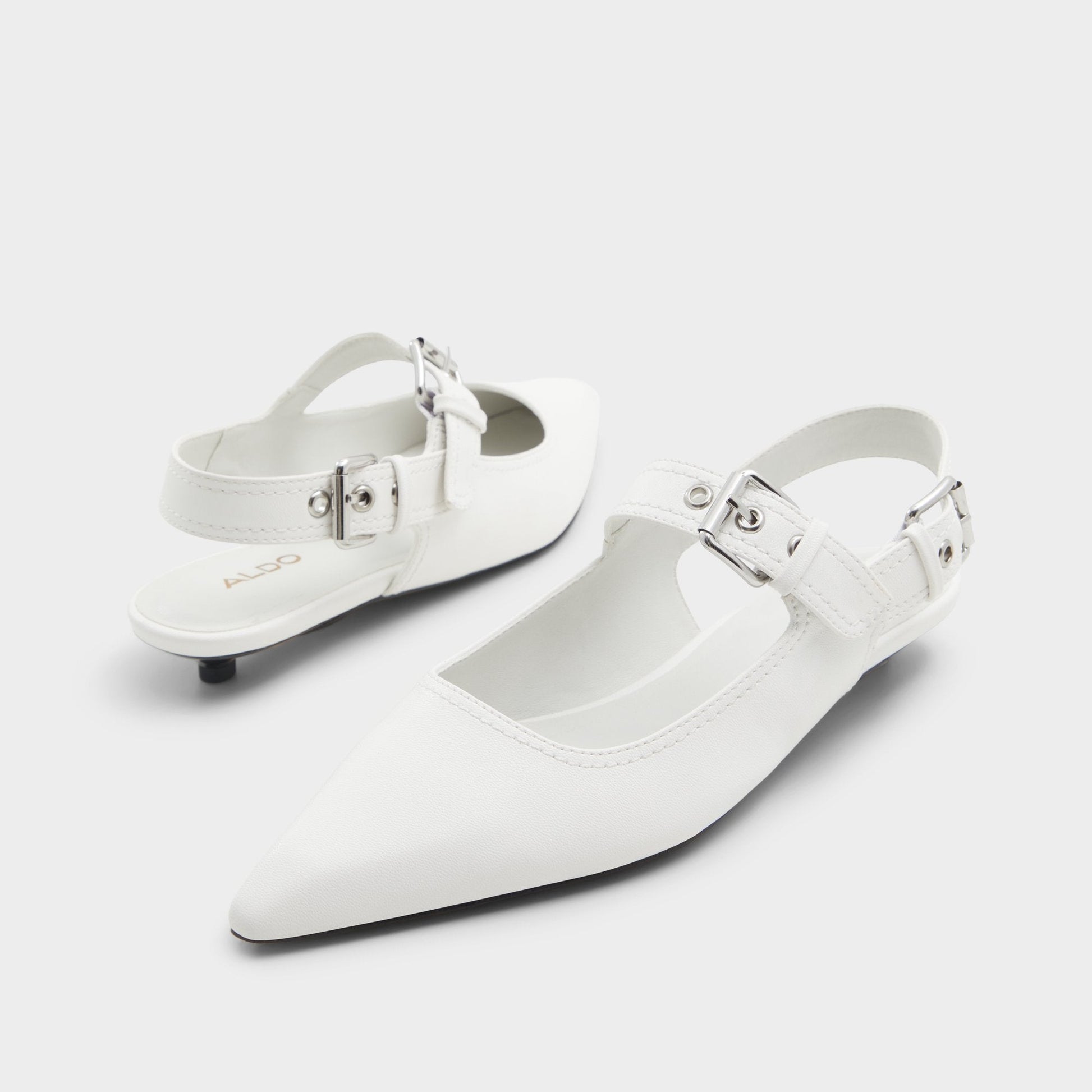 Aldo Kellya White Women's Slingbacks - Sling back high heel, Kitten heel Women