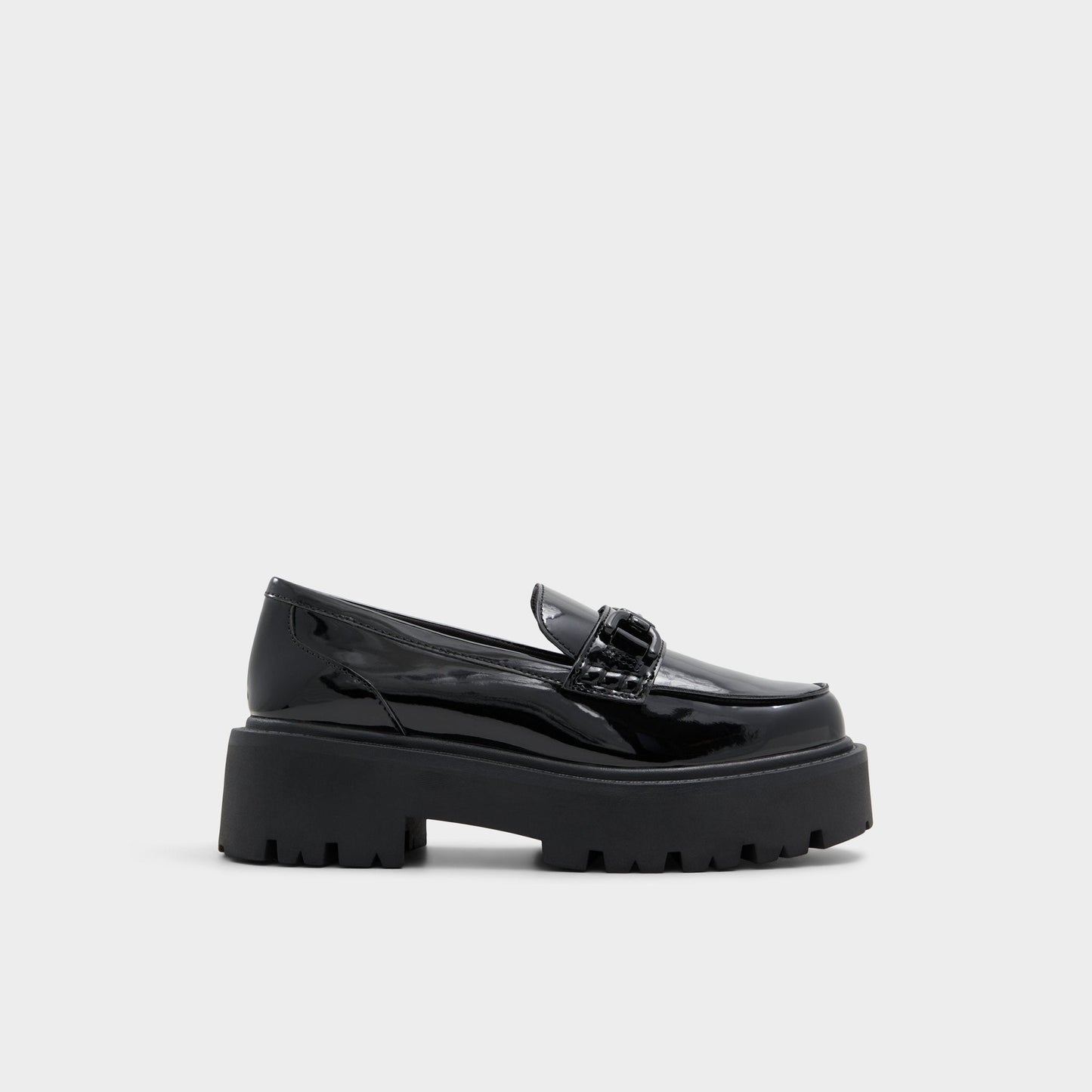 Aldo Oneameth Black Synthetic Patent Women's Loafers & Oxfords - Loafer, Lug sole Women