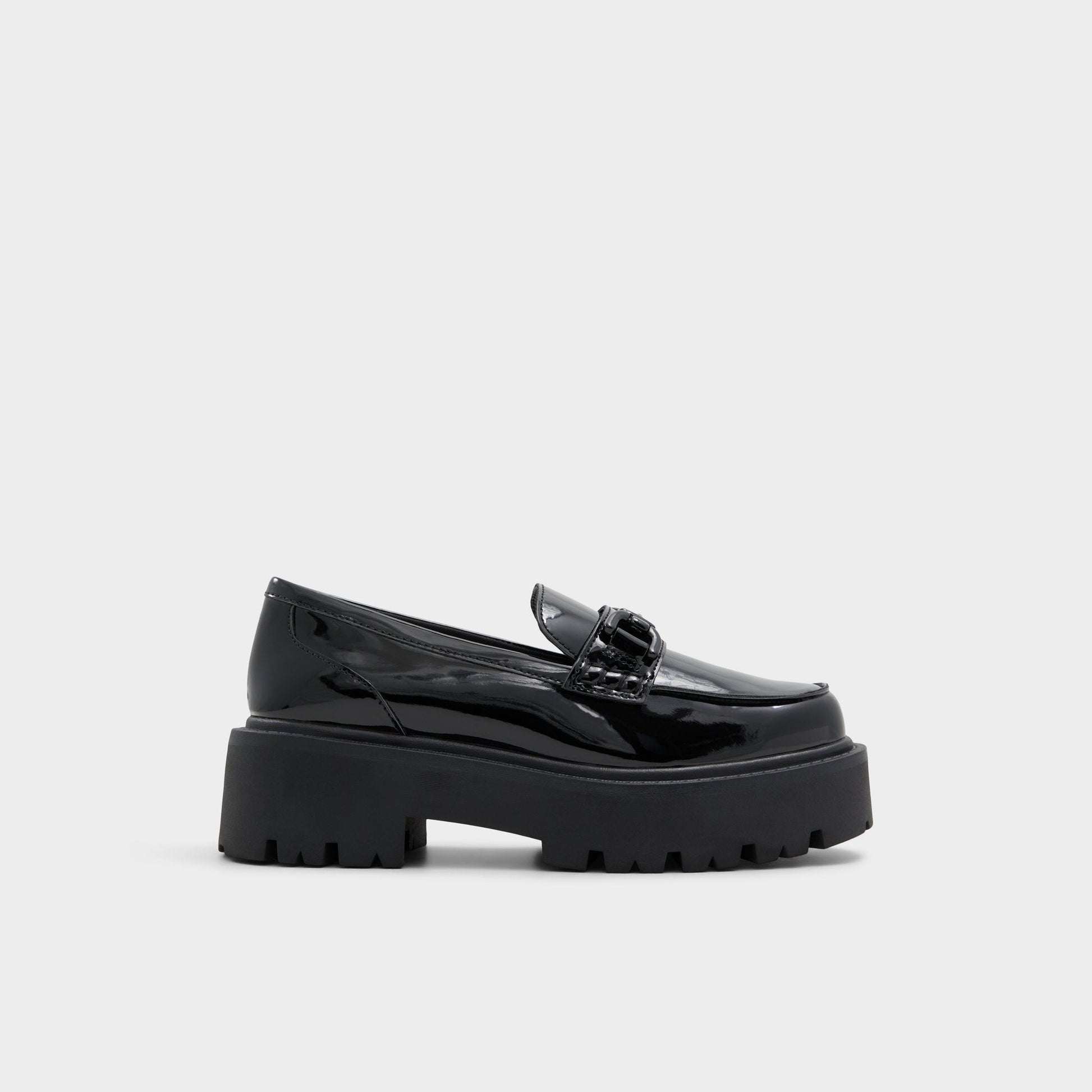 Aldo Oneameth Black Synthetic Patent Women's Loafers & Oxfords - Loafer, Lug sole Women