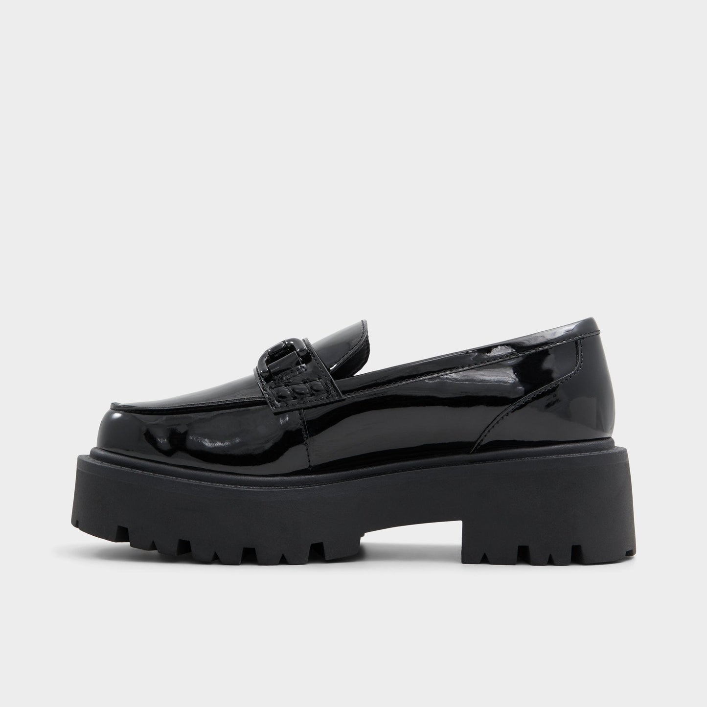 Aldo Oneameth Black Synthetic Patent Women's Loafers & Oxfords - Loafer, Lug sole Women
