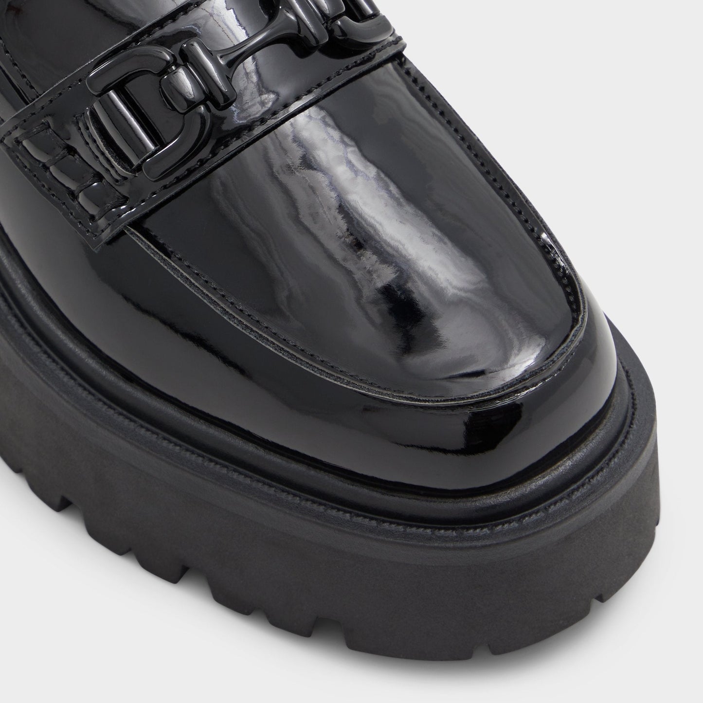 Aldo Oneameth Black Synthetic Patent Women's Loafers & Oxfords - Loafer, Lug sole Women