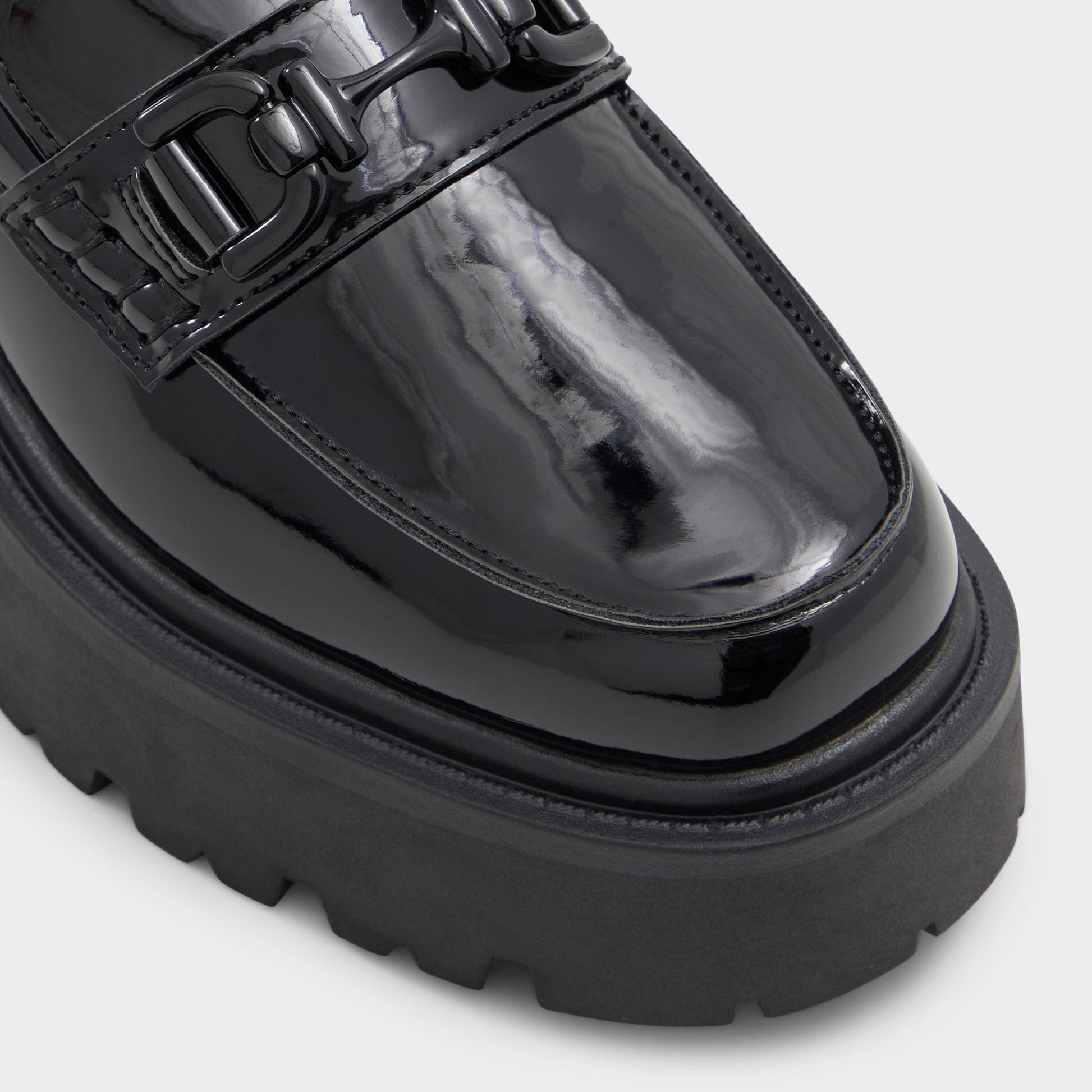 Aldo Oneameth Black Synthetic Patent Women's Loafers & Oxfords - Loafer, Lug sole Women