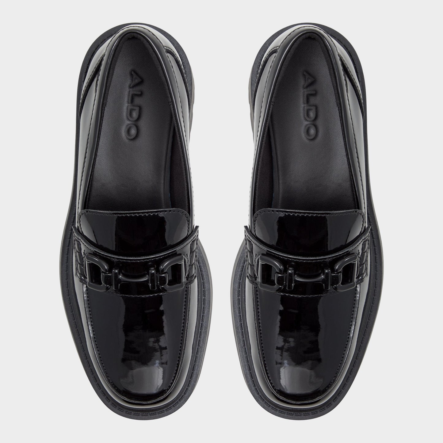 Aldo Oneameth Black Synthetic Patent Women's Loafers & Oxfords - Loafer, Lug sole Women