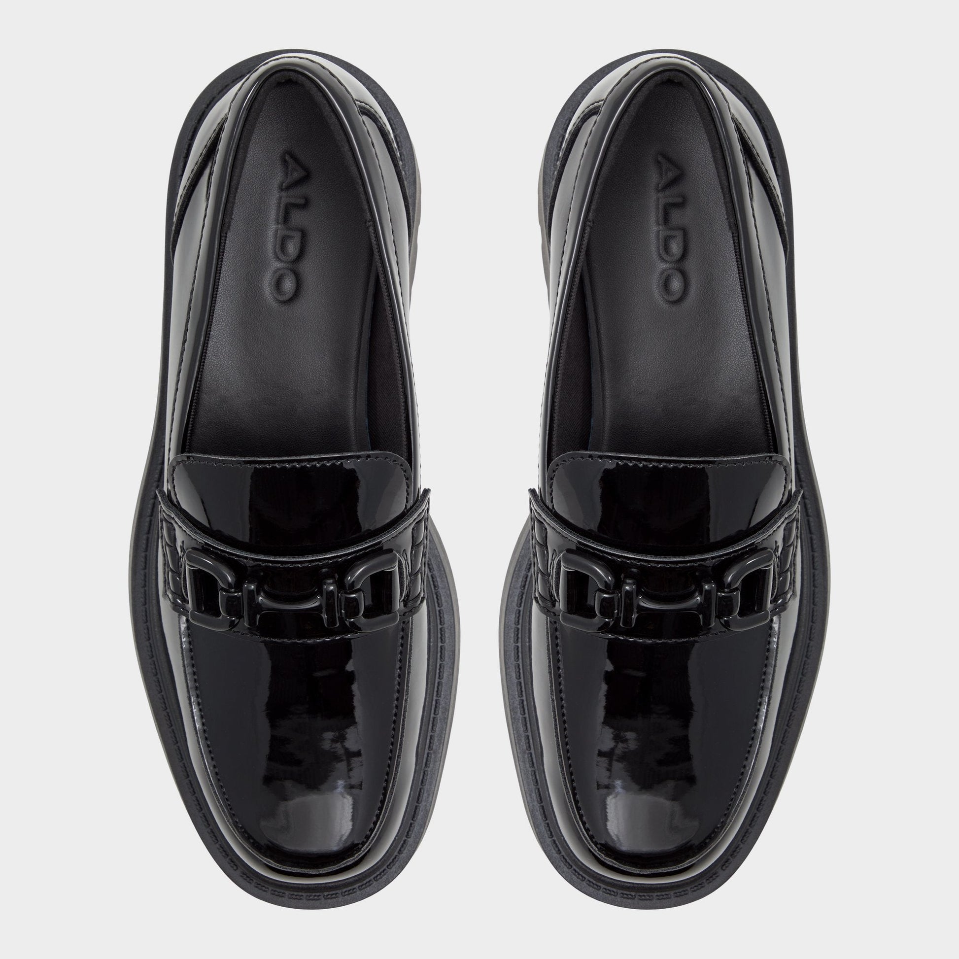 Aldo Oneameth Black Synthetic Patent Women's Loafers & Oxfords - Loafer, Lug sole Women
