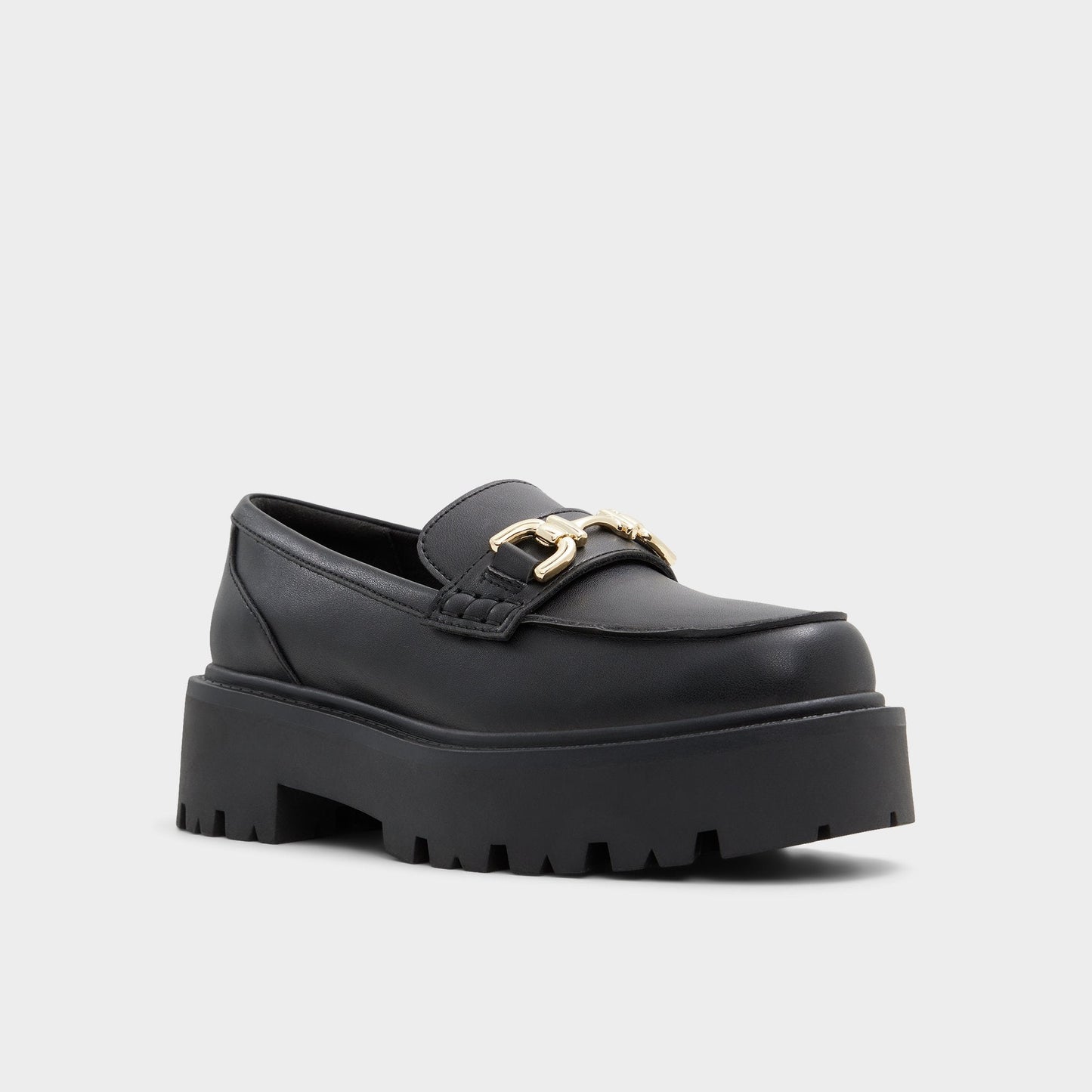 Aldo Oneameth Black Synthetic Smooth Women's Loafers & Oxfords - Loafer, Lug sole Women