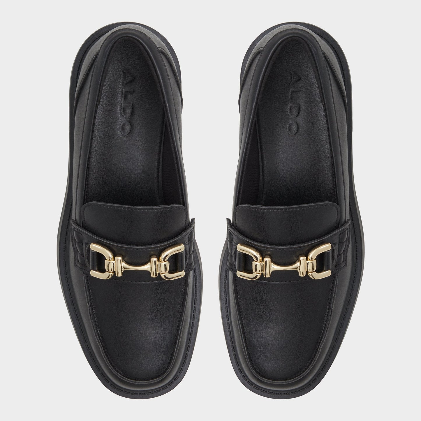 Aldo Oneameth Black Synthetic Smooth Women's Loafers & Oxfords - Loafer, Lug sole Women