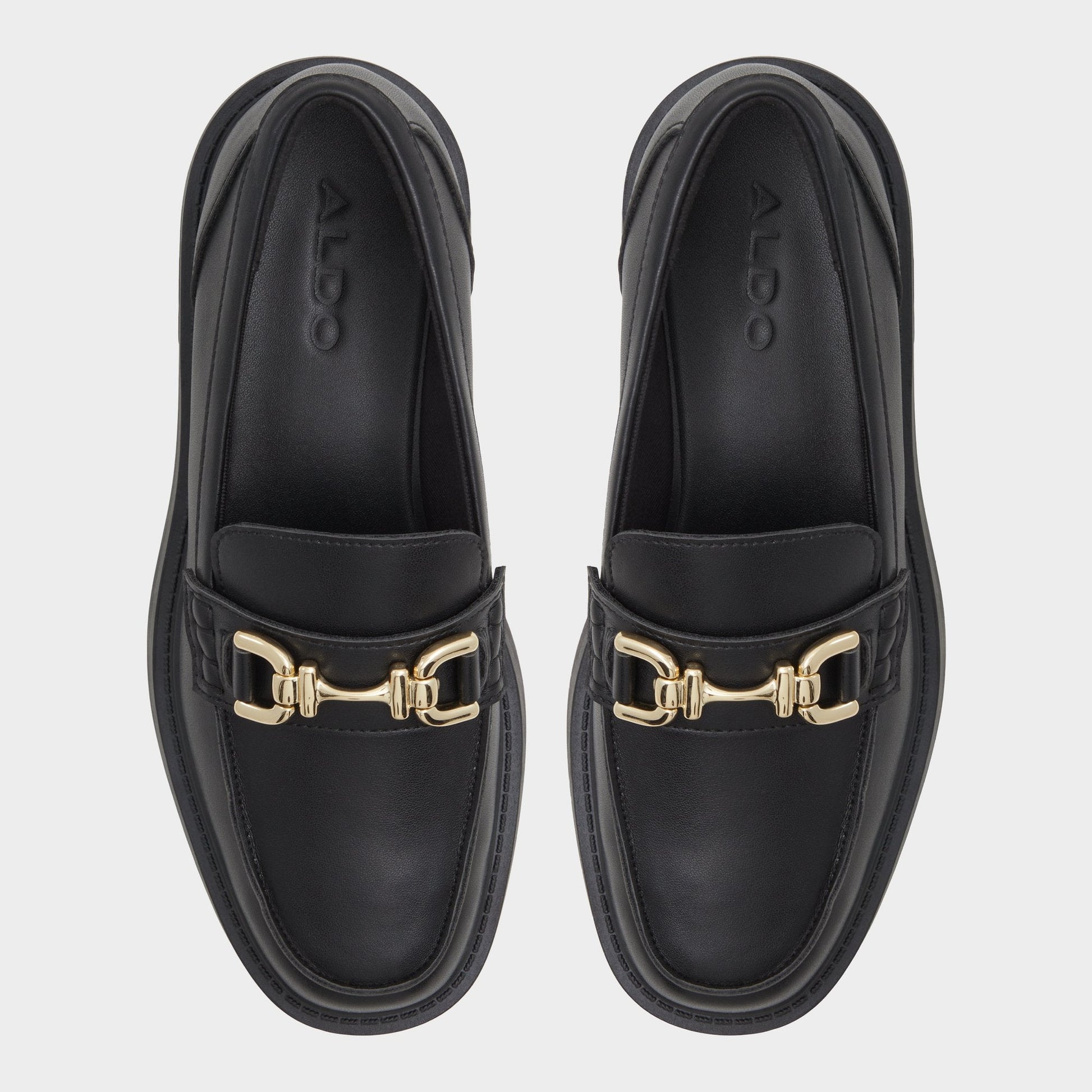 Aldo Oneameth Black Synthetic Smooth Women's Loafers & Oxfords - Loafer, Lug sole Women