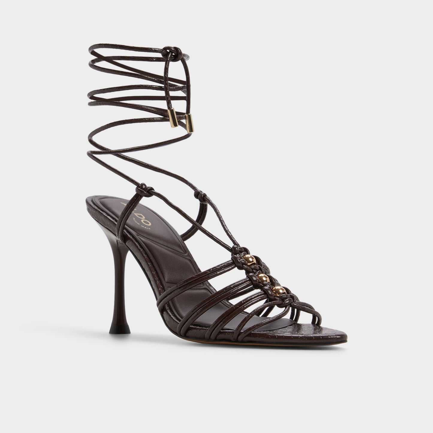 Aldo Curacao in Dark Brown - Strappy heeled sandal, Stiletto heel Women|New