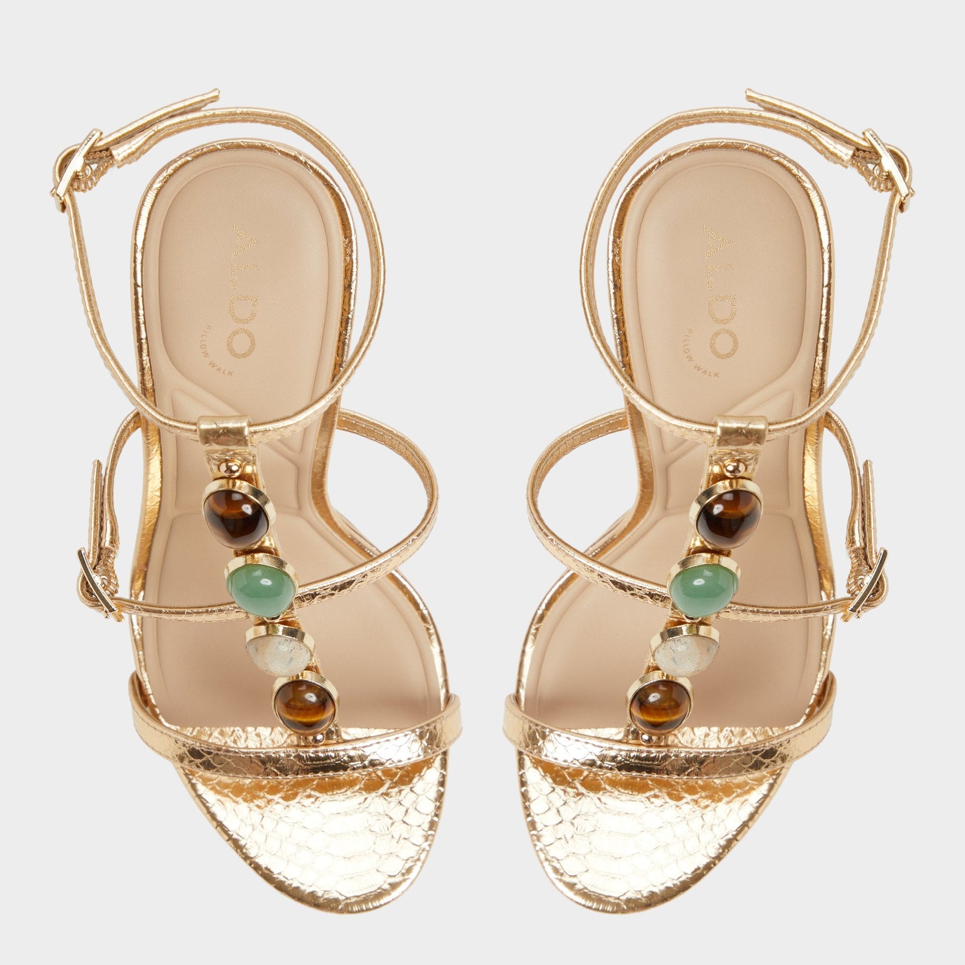 Aldo Opalia Gold Women's Strappy sandals - Strappy heeled sandal, Platform Women
