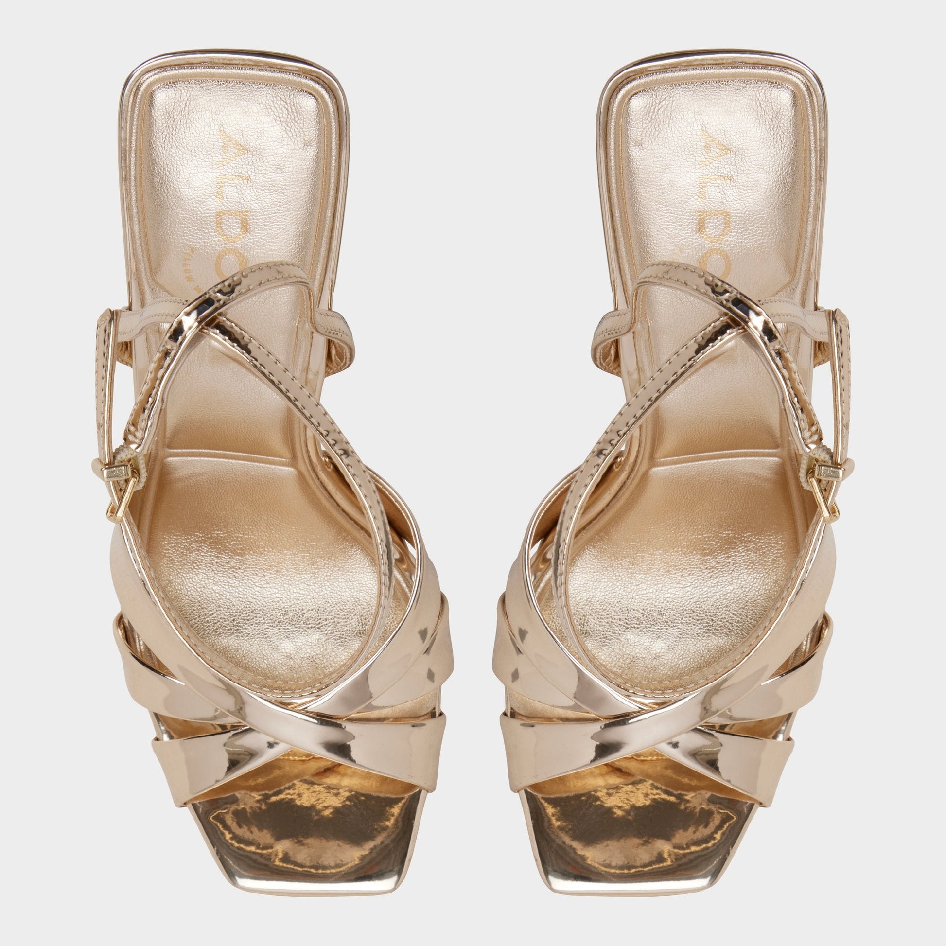 Aldo Meteora in Gold - Strappy heeled sandal, Stiletto heel Women