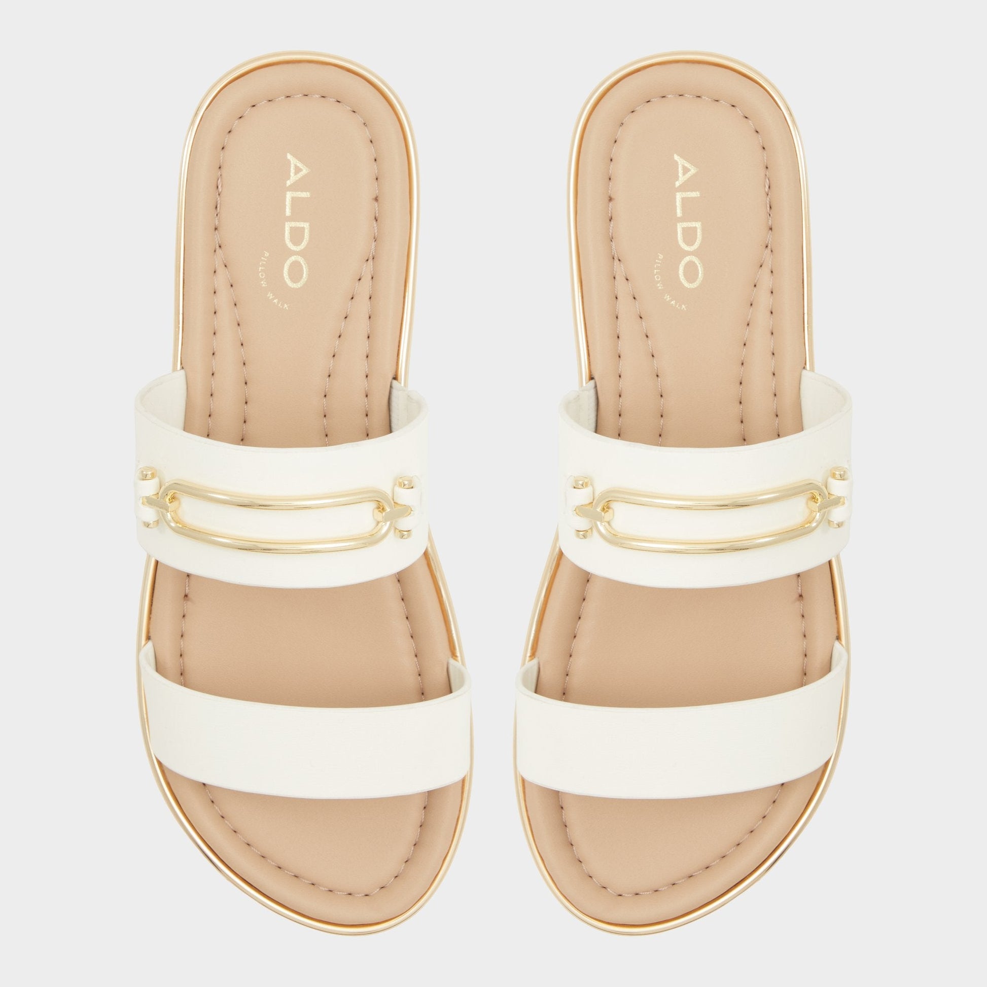 Aldo Lagoon White Women's Strappy sandals - Slide sandal, Footbed sandal Women