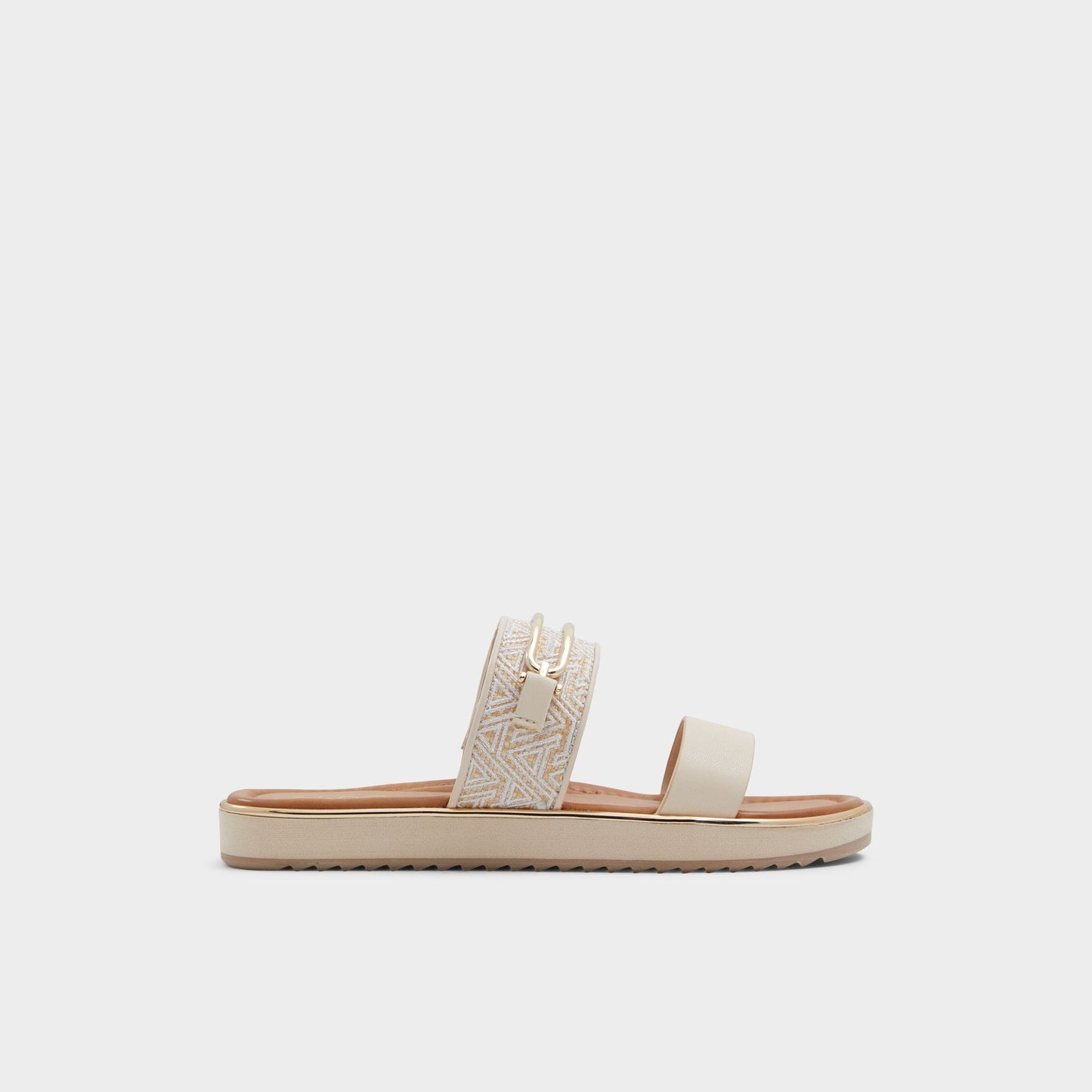 Aldo Lagoon Other Beige Synthetic Print Women's Footbed sandals - Slide sandal, Footbed sandal Women
