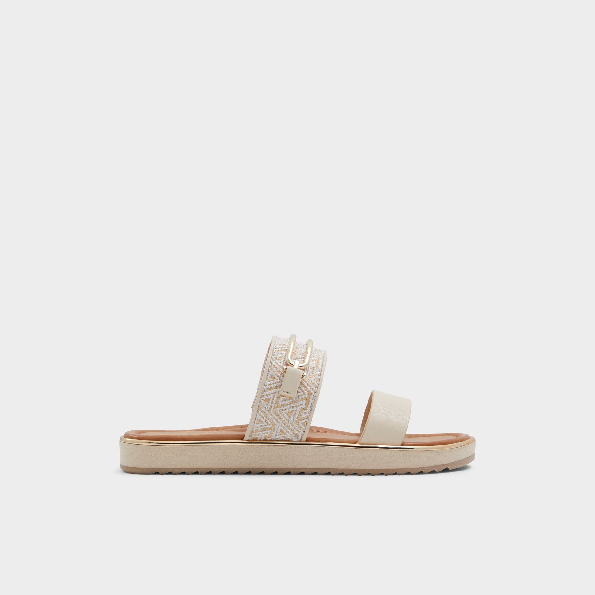 Aldo Lagoon Other Beige Synthetic Print Women's Footbed sandals - Slide sandal, Footbed sandal Women