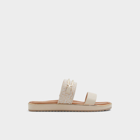 Aldo Lagoon Other Beige Synthetic Print Women's Footbed sandals - Slide sandal, Footbed sandal Women