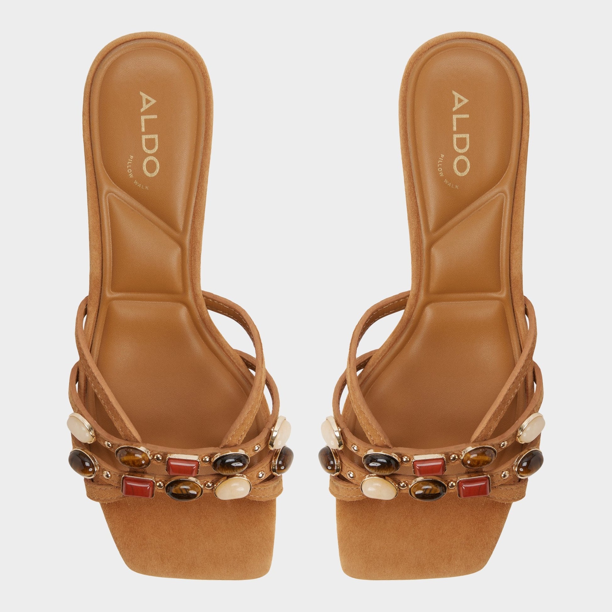 Aldo Jemstone in Medium Brown - Strappy heeled sandal, Block heel Women