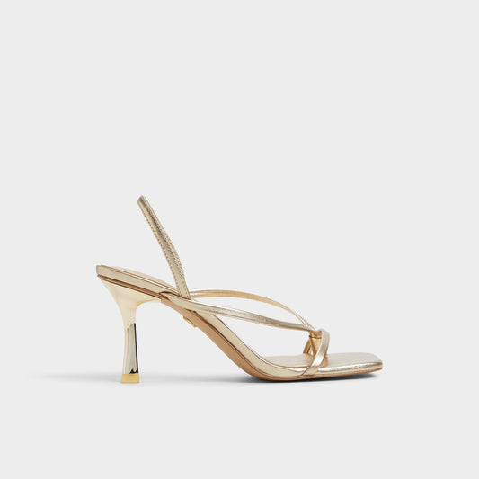Aldo Riva Gold Women's Strappy sandals - Sling back heeled sandal, Stiletto heel Women