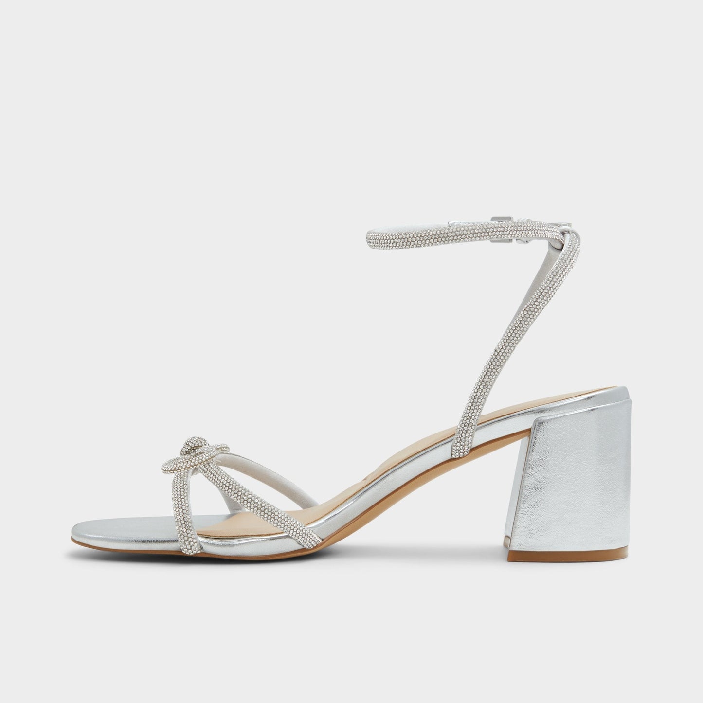 Aldo Bouclette Silver Women's Block heels - Strappy heeled sandal, Block heel Women