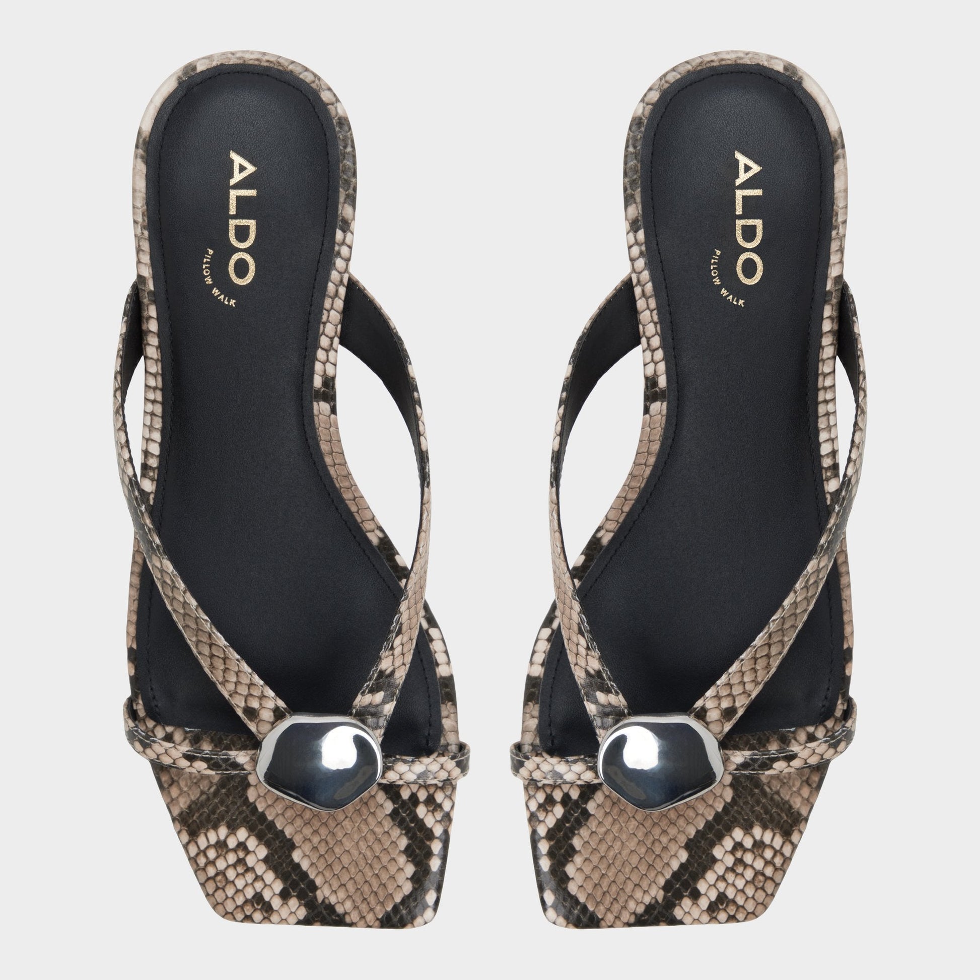 Aldo Iliria White/Black Women's Flats - Slide sandal Women