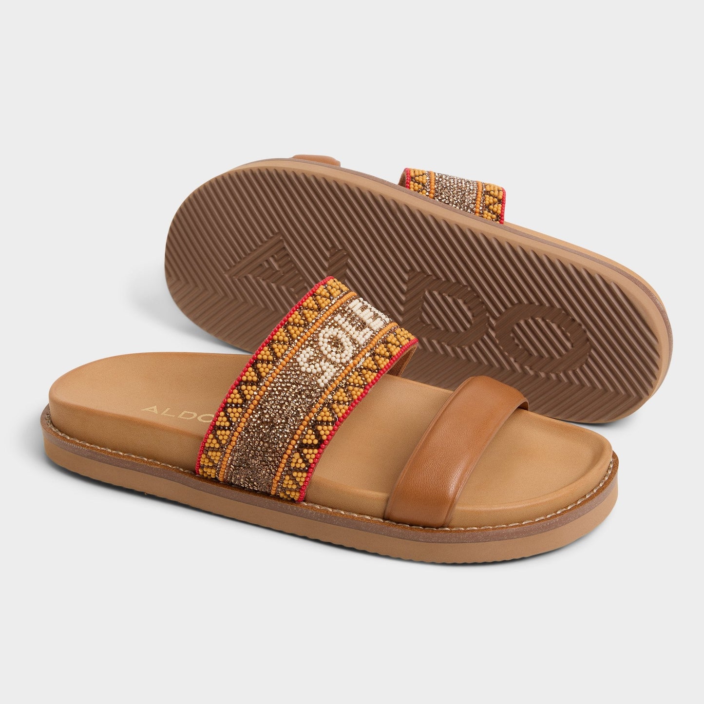 Aldo Beachvacay Brown Multi Women's Footbed sandals -  Women