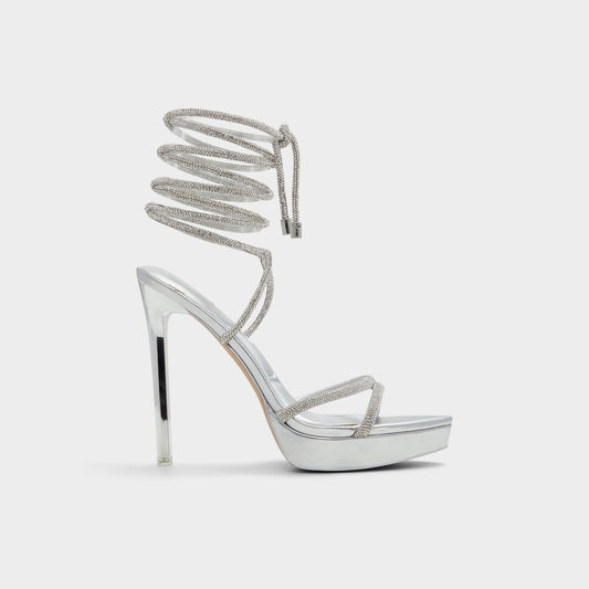 Aldo Izabella in Silver 13621003 - Strappy heeled sandal, Platform Women
