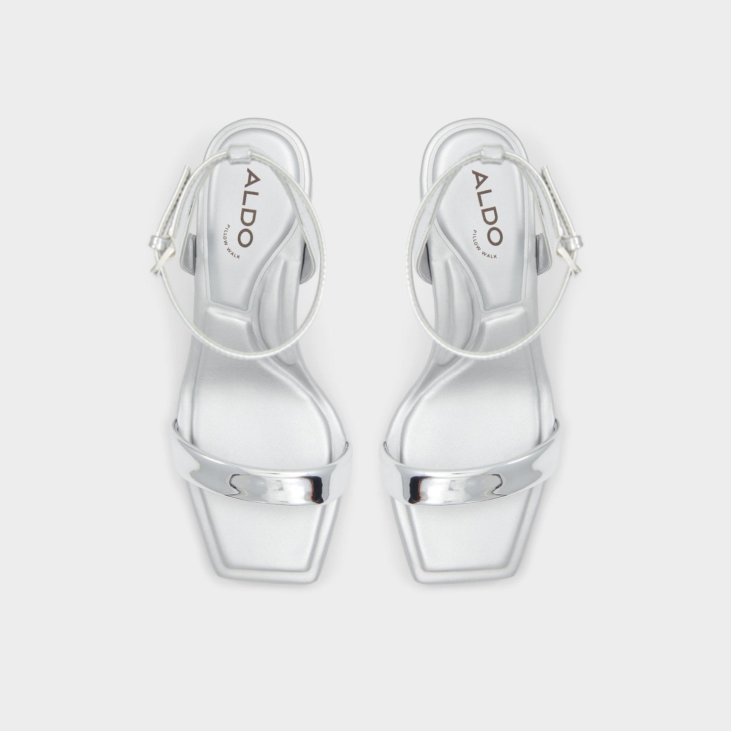 Aldo Aurorai Silver Women's Block heels - Strappy heeled sandal, Block heel Women