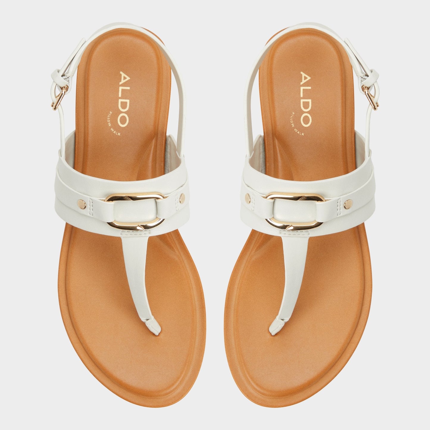 Aldo Taylen White/Bone Women's Footbed sandals - T-strap sandal Women