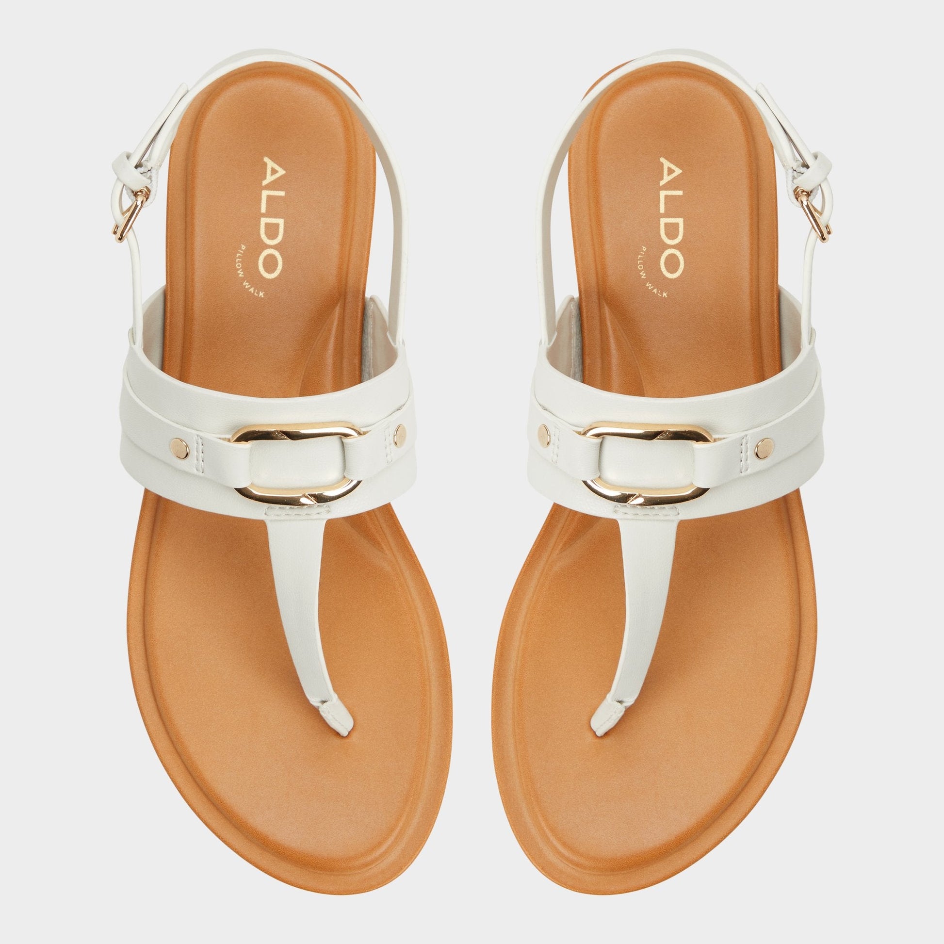 Aldo Taylen White/Bone Women's Footbed sandals - T-strap sandal Women
