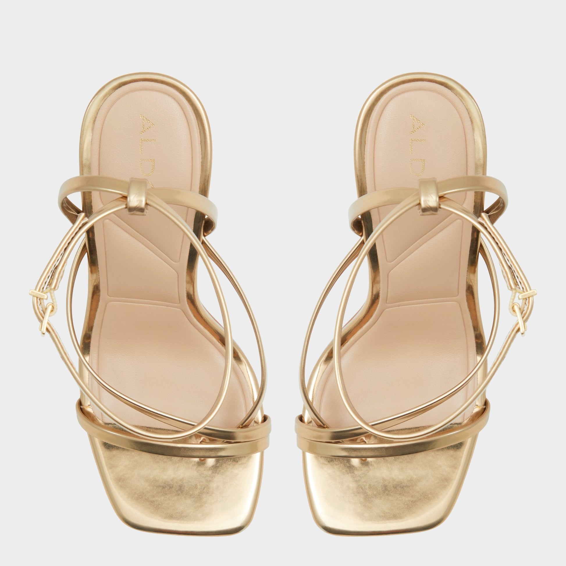Aldo Laurader Gold Women's Block heels - Strappy heeled sandal, Block heel Women